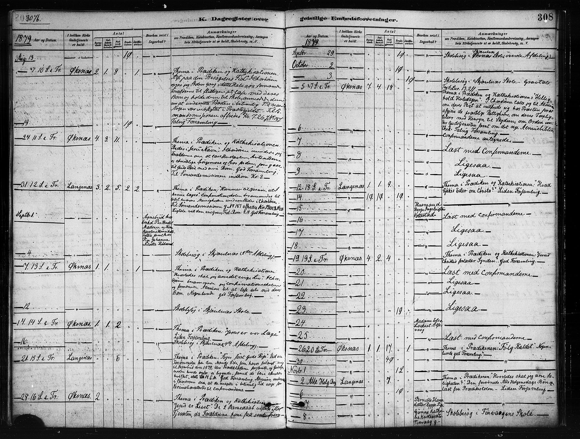 Ministerialprotokoller, klokkerbøker og fødselsregistre - Nordland, AV/SAT-A-1459/893/L1335: Parish register (official) no. 893A08 /1, 1878-1884, p. 308