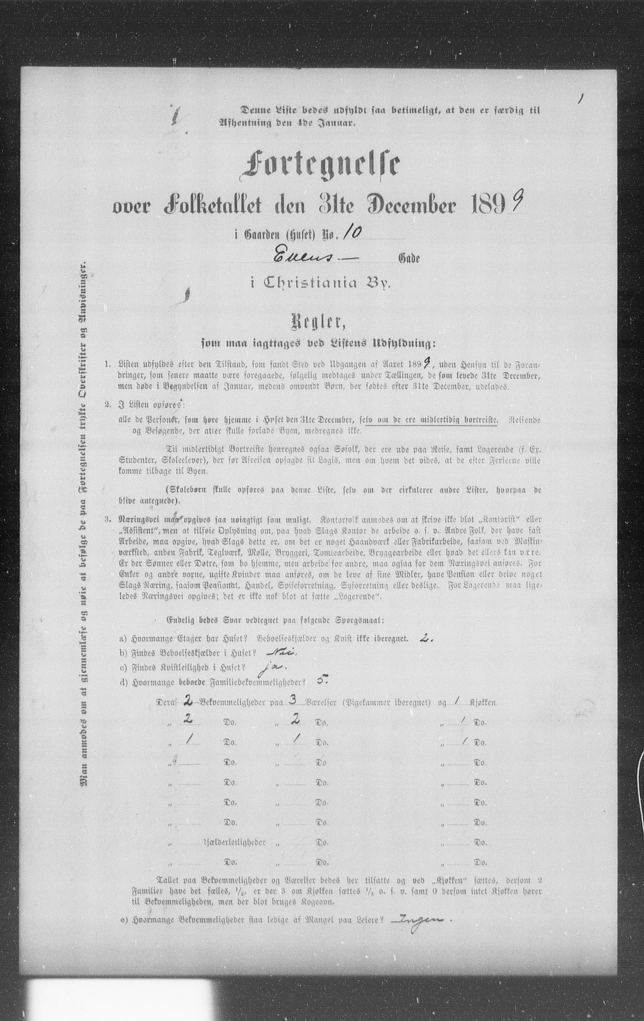 OBA, Municipal Census 1899 for Kristiania, 1899, p. 3049