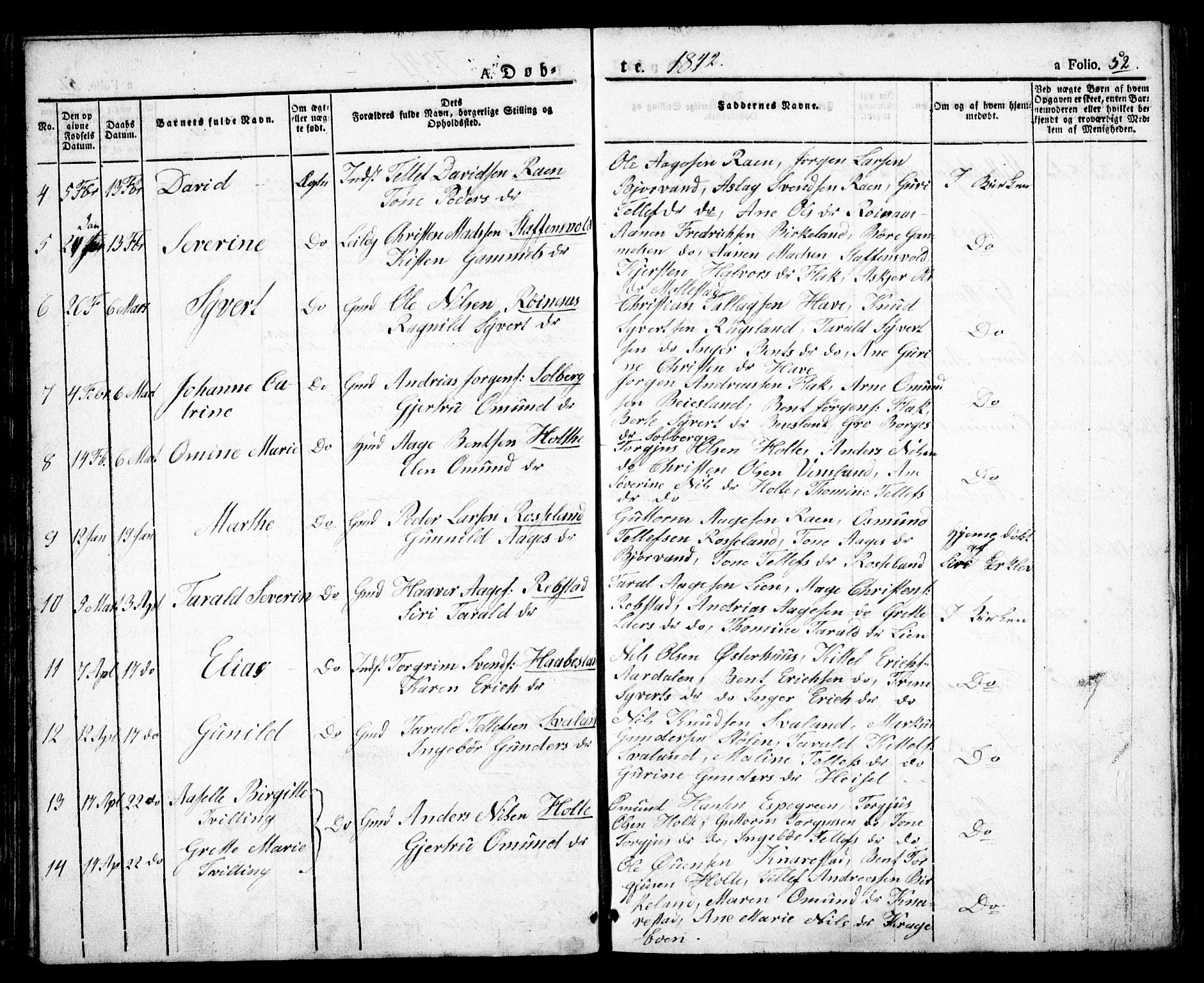 Birkenes sokneprestkontor, AV/SAK-1111-0004/F/Fa/L0001: Parish register (official) no. A 1, 1829-1849, p. 52