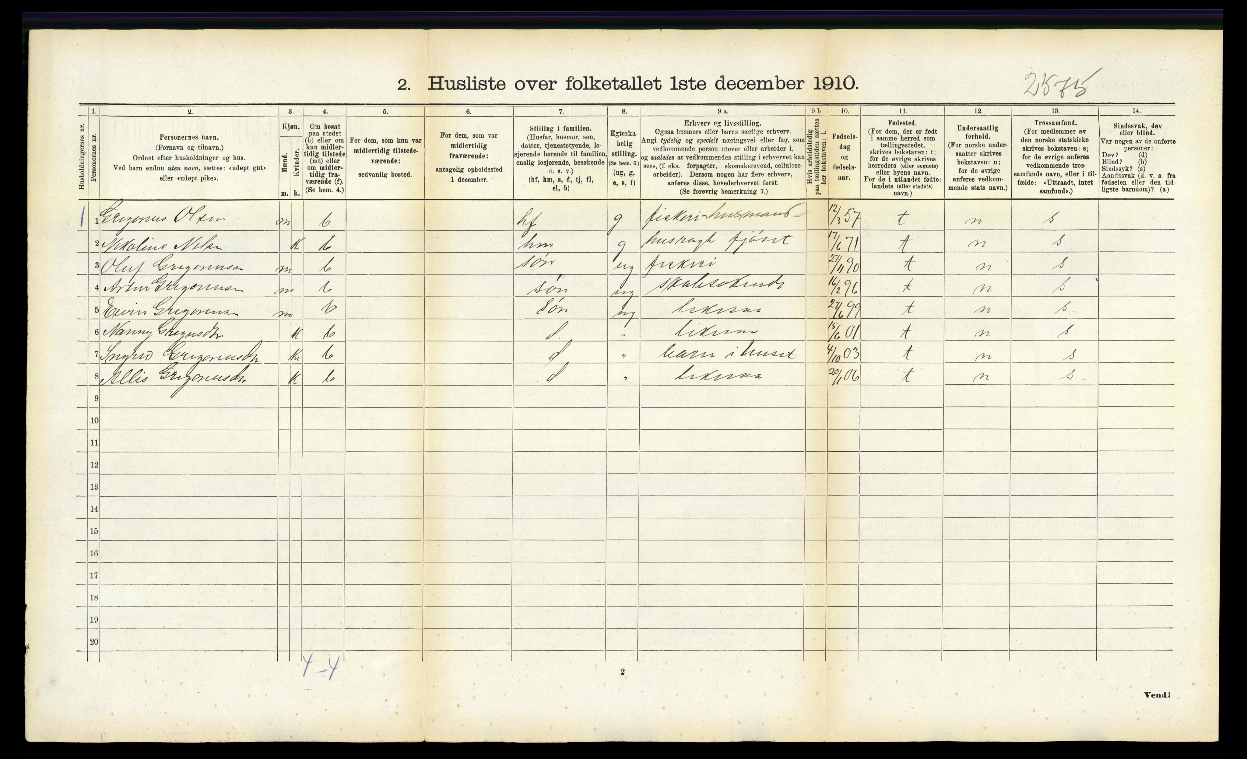 RA, 1910 census for Bø, 1910, p. 180