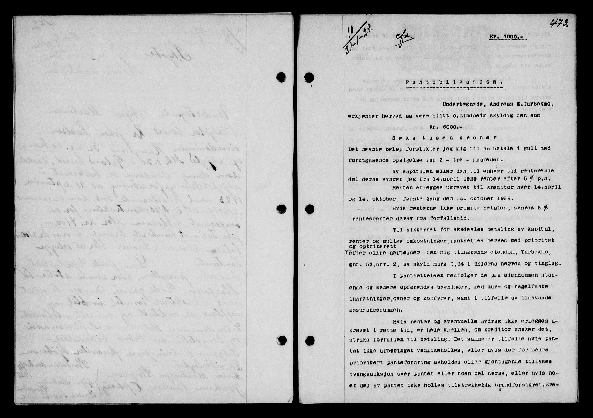 Fosen sorenskriveri, AV/SAT-A-1107/1/2/2C/L0067: Mortgage book no. 58, 1928-1929, p. 473, Deed date: 21.01.1929
