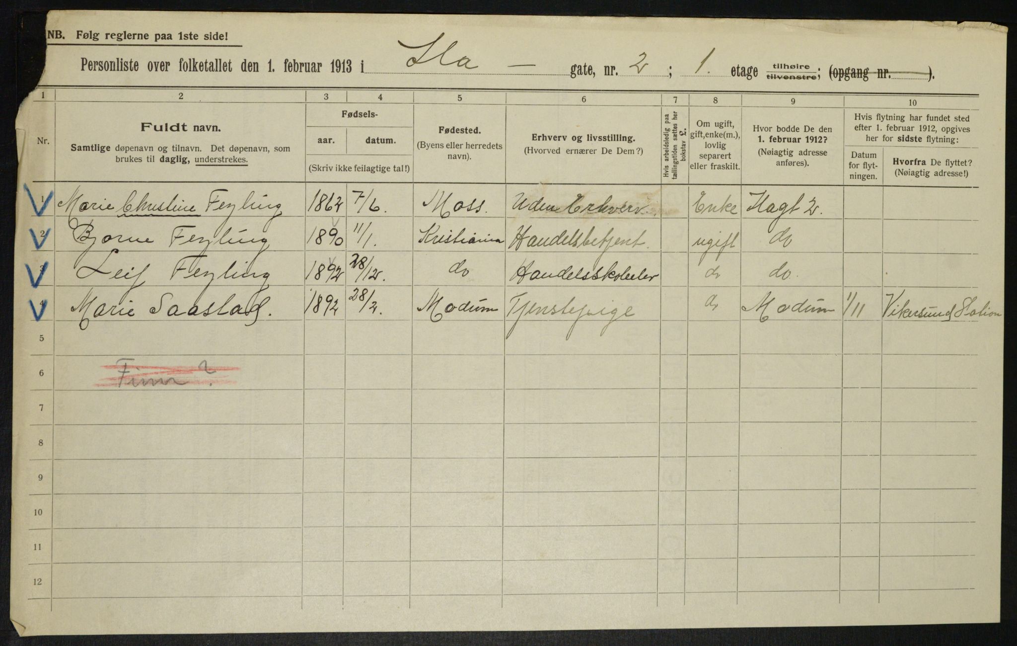 OBA, Municipal Census 1913 for Kristiania, 1913, p. 42994