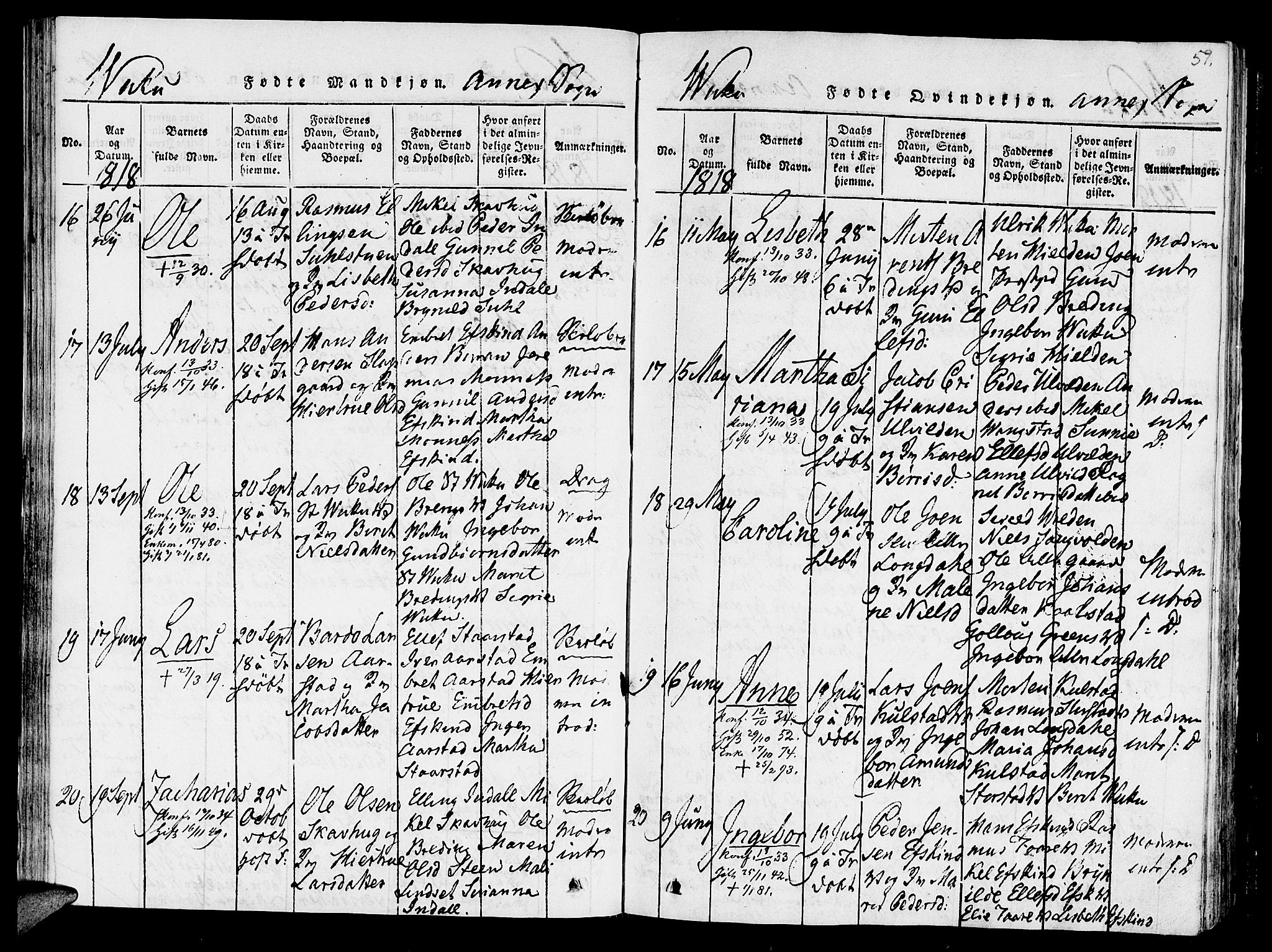 Ministerialprotokoller, klokkerbøker og fødselsregistre - Nord-Trøndelag, SAT/A-1458/723/L0234: Parish register (official) no. 723A05 /2, 1816-1821, p. 59