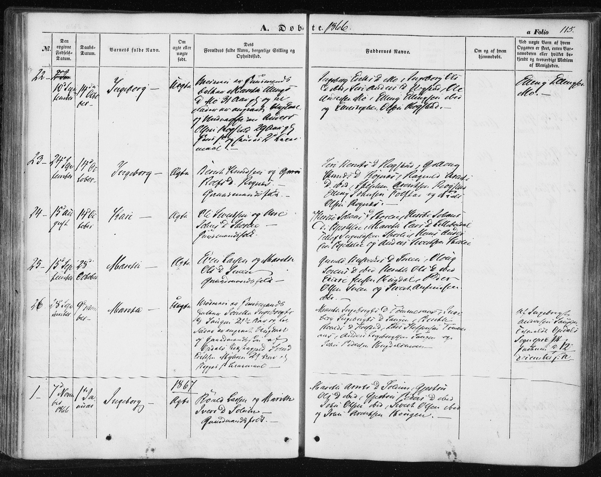 Ministerialprotokoller, klokkerbøker og fødselsregistre - Sør-Trøndelag, SAT/A-1456/687/L1000: Parish register (official) no. 687A06, 1848-1869, p. 115