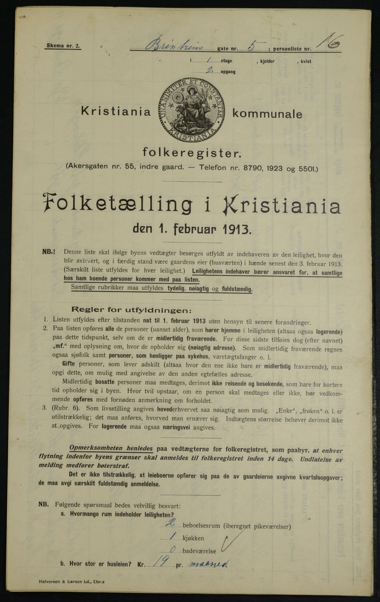 OBA, Municipal Census 1913 for Kristiania, 1913, p. 8690