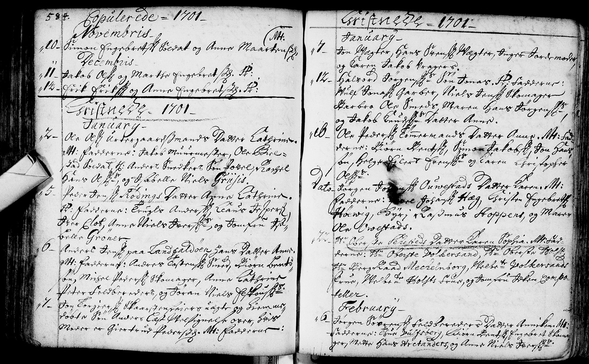 Bragernes kirkebøker, AV/SAKO-A-6/F/Fa/L0002: Parish register (official) no. I 2, 1680-1705, p. 584-585