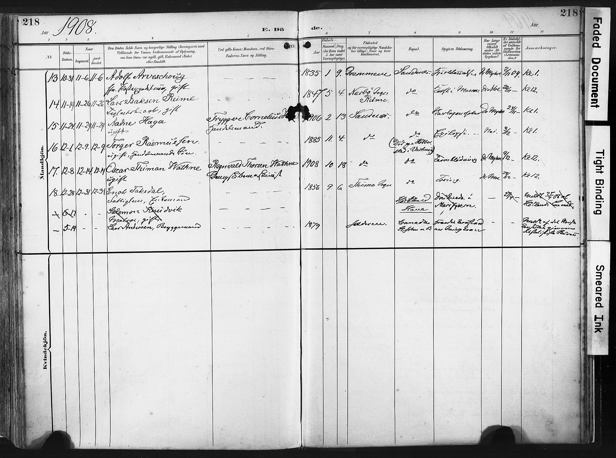 Høyland sokneprestkontor, AV/SAST-A-101799/001/30BA/L0016: Parish register (official) no. A 16, 1899-1911, p. 218