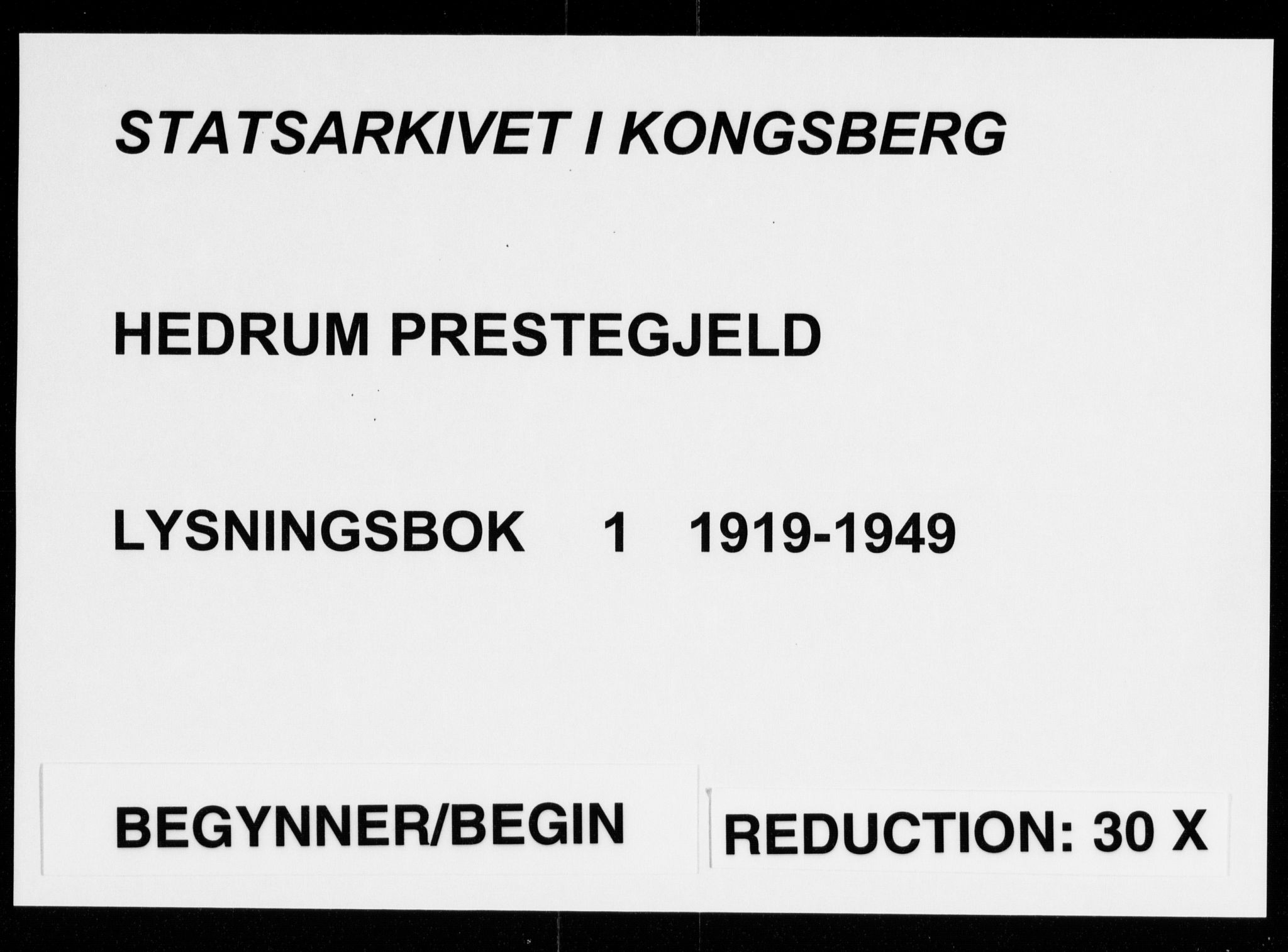 Hedrum kirkebøker, AV/SAKO-A-344/H/Ha/L0001: Banns register no. 1, 1919-1949