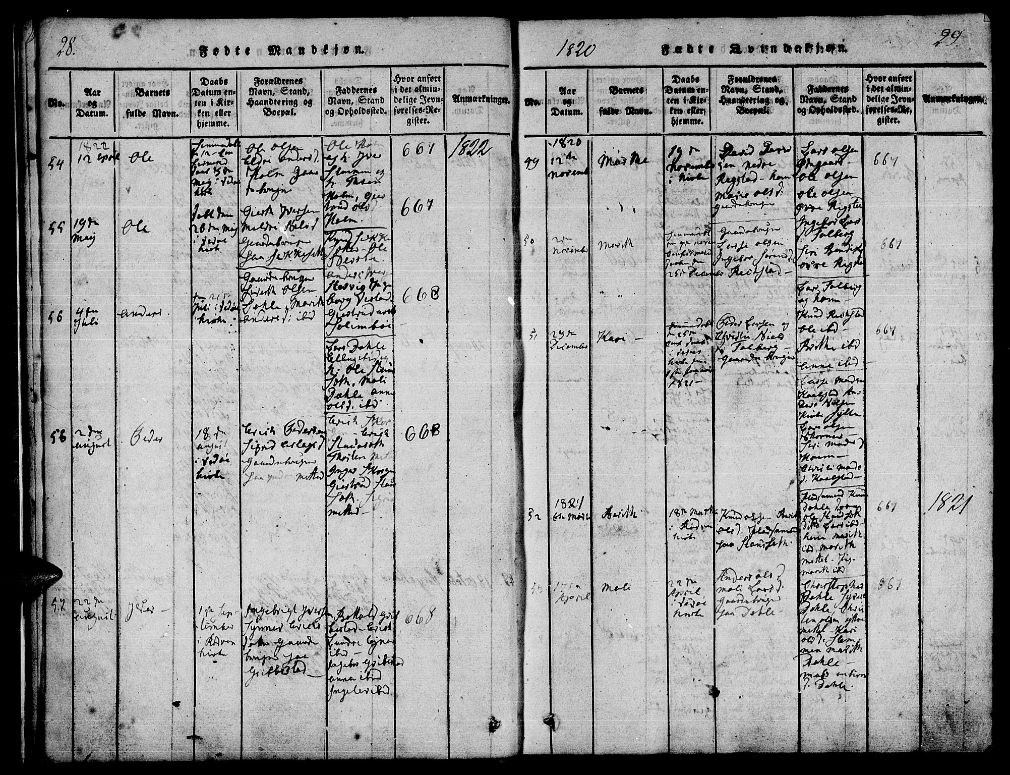 Ministerialprotokoller, klokkerbøker og fødselsregistre - Møre og Romsdal, SAT/A-1454/547/L0602: Parish register (official) no. 547A04, 1818-1845, p. 28-29