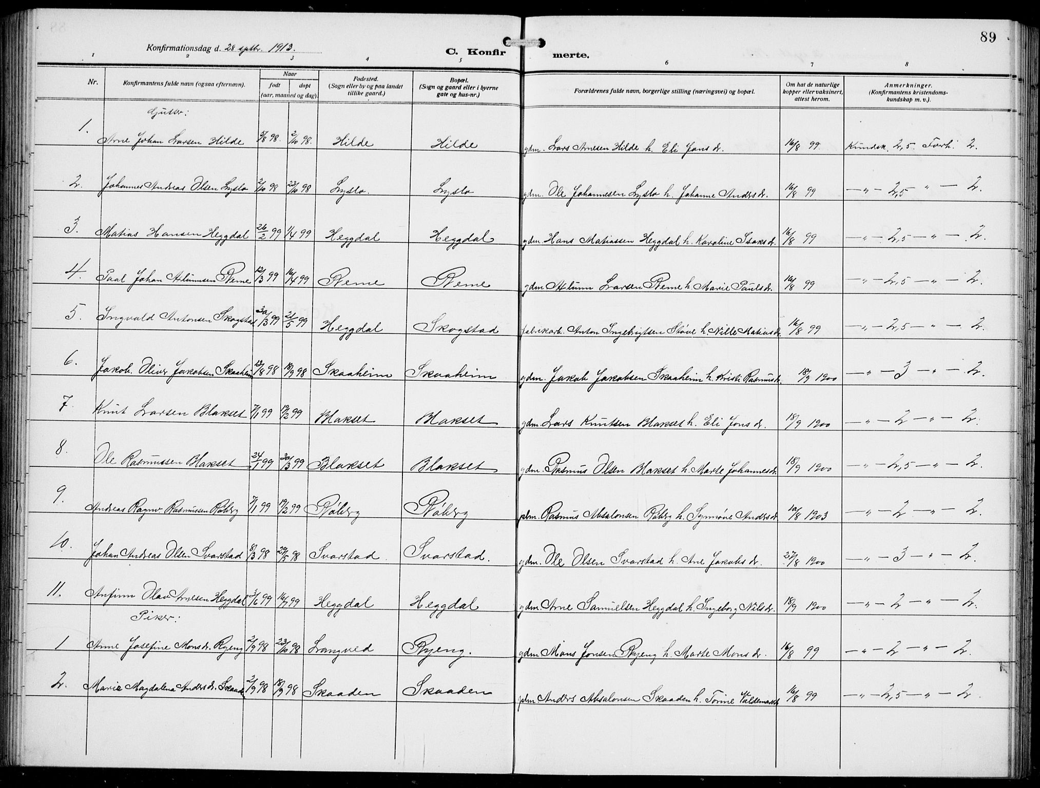 Innvik sokneprestembete, AV/SAB-A-80501: Parish register (copy) no. A 4, 1913-1936, p. 89