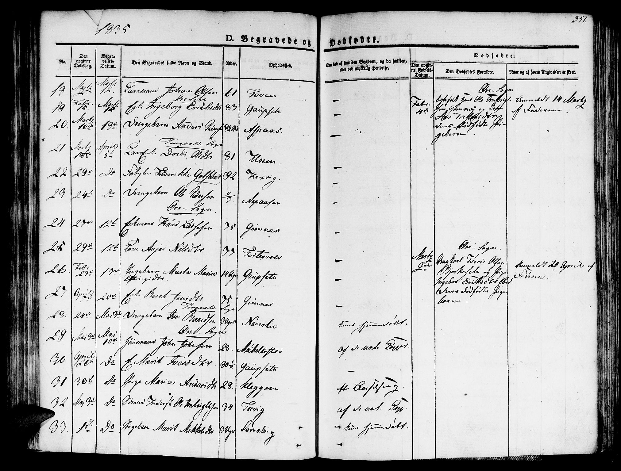 Ministerialprotokoller, klokkerbøker og fødselsregistre - Møre og Romsdal, AV/SAT-A-1454/586/L0983: Parish register (official) no. 586A09, 1829-1843, p. 351