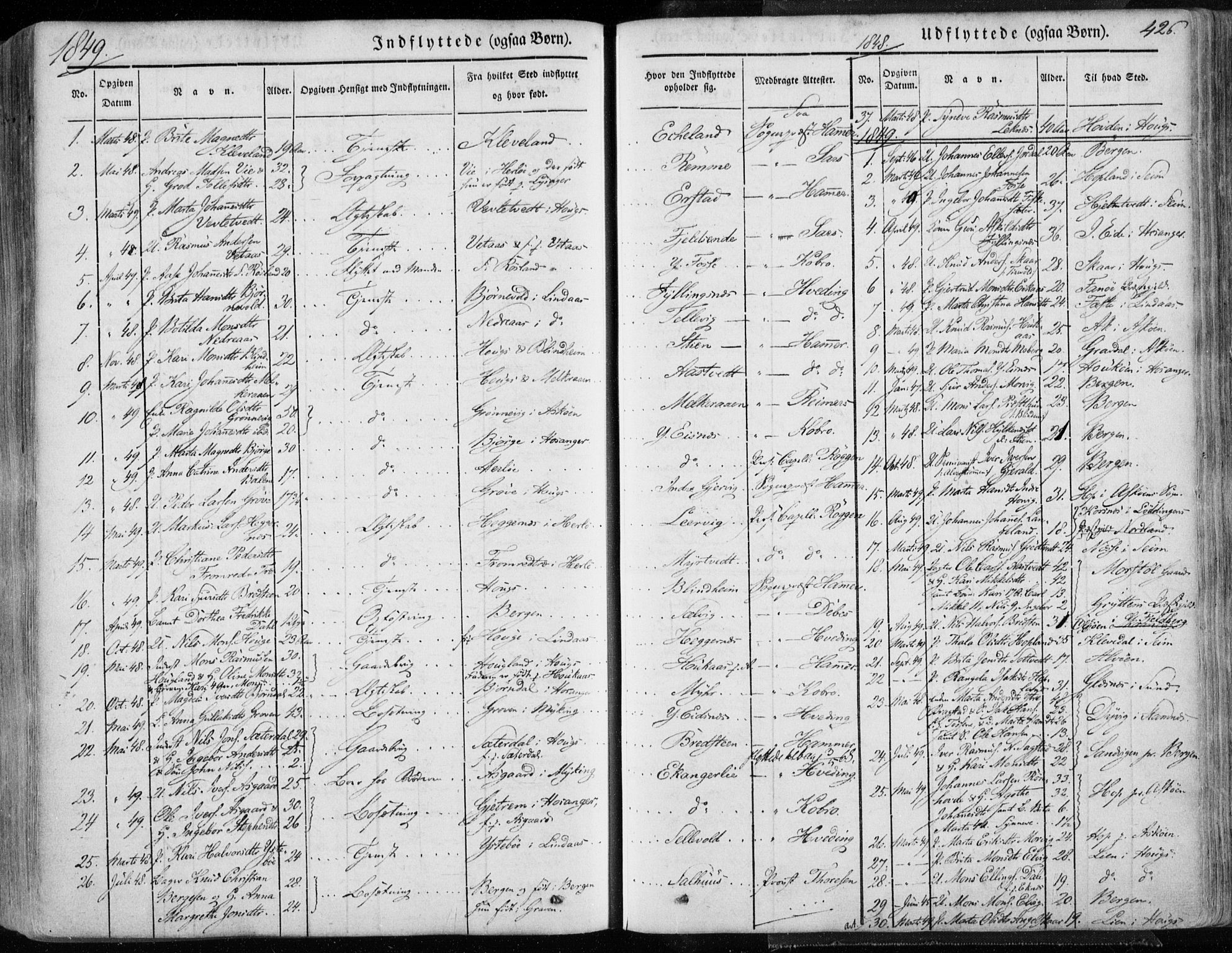 Hamre sokneprestembete, SAB/A-75501/H/Ha/Haa/Haaa/L0013: Parish register (official) no. A 13, 1846-1857, p. 426