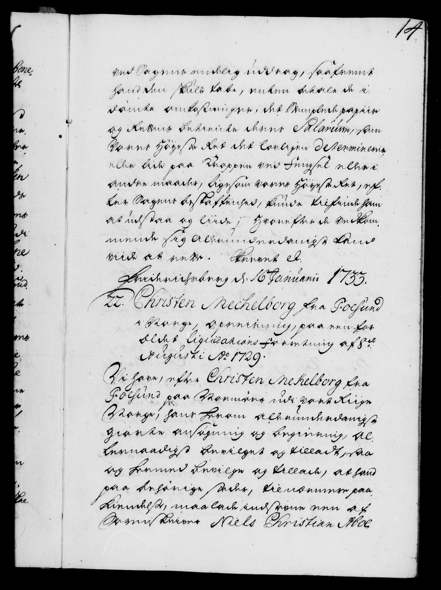 Danske Kanselli 1572-1799, AV/RA-EA-3023/F/Fc/Fca/Fcaa/L0028: Norske registre, 1733-1734, p. 14a