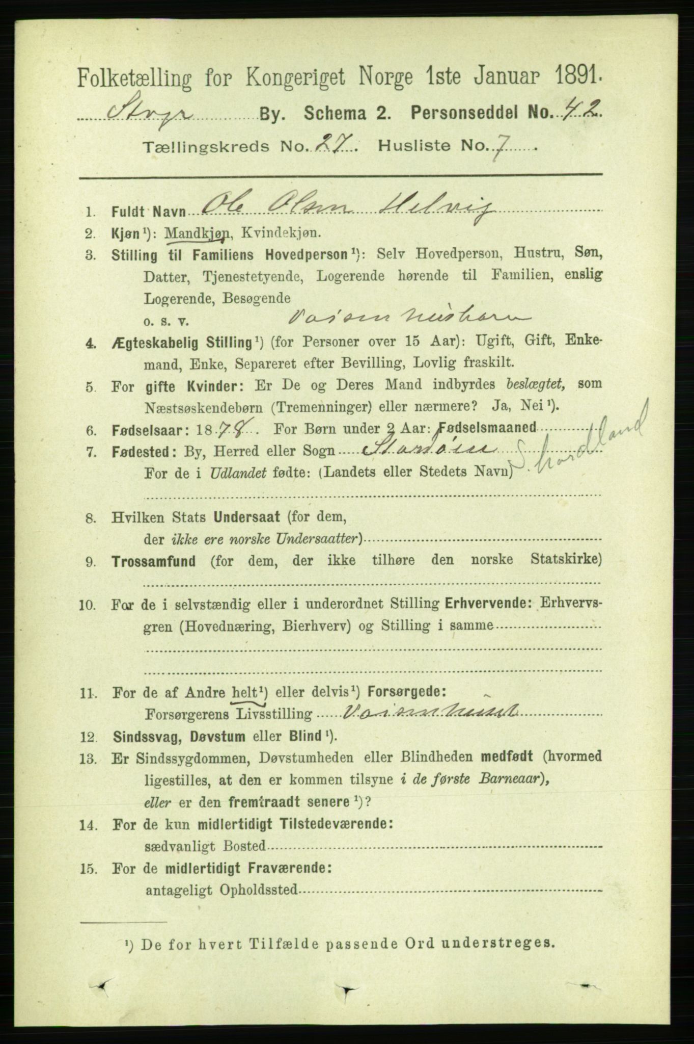 RA, 1891 census for 1103 Stavanger, 1891, p. 29025