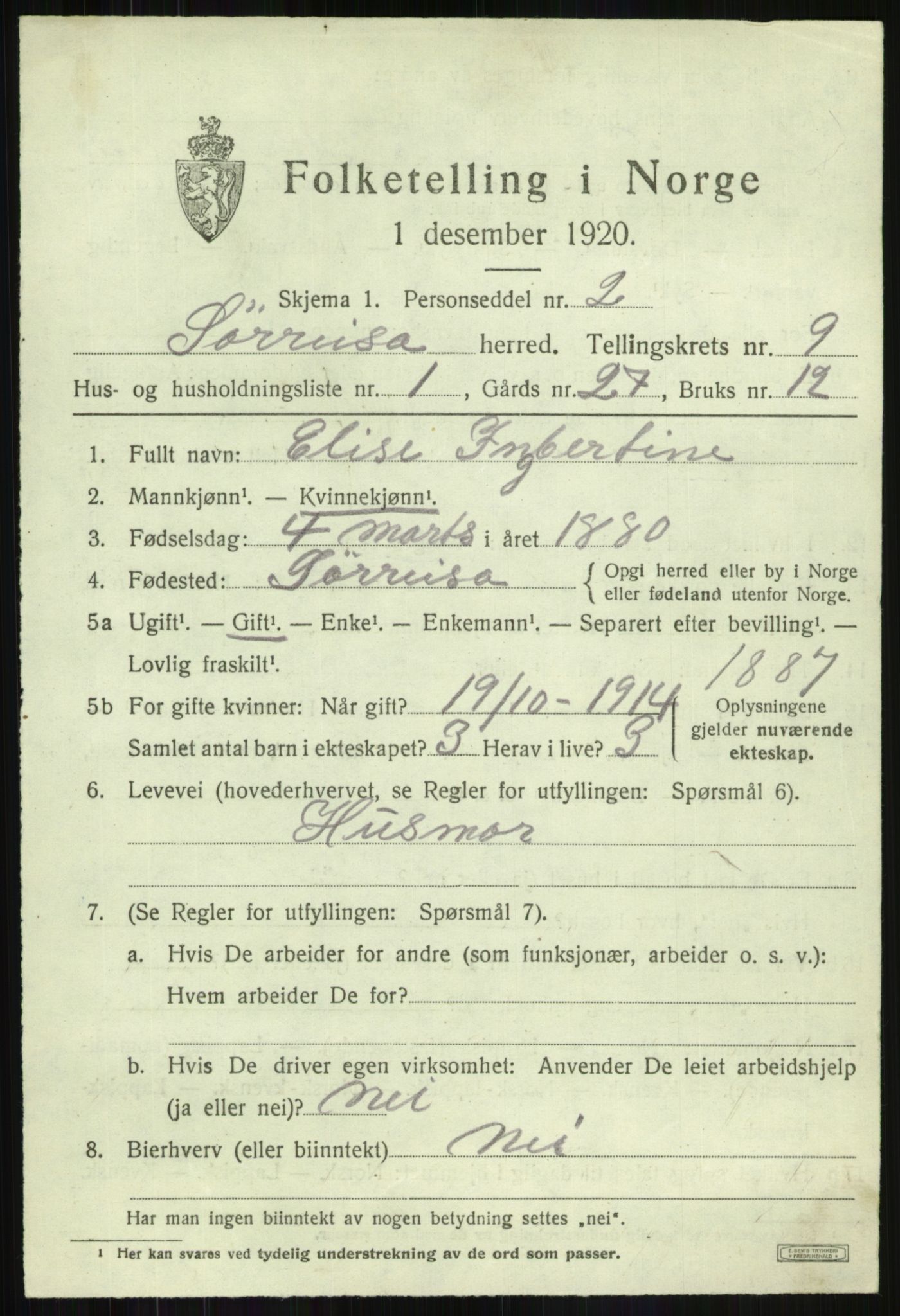 SATØ, 1920 census for Sørreisa, 1920, p. 4031