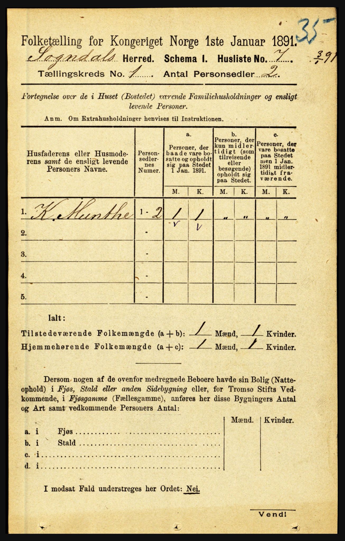 RA, 1891 census for 1420 Sogndal, 1891, p. 36