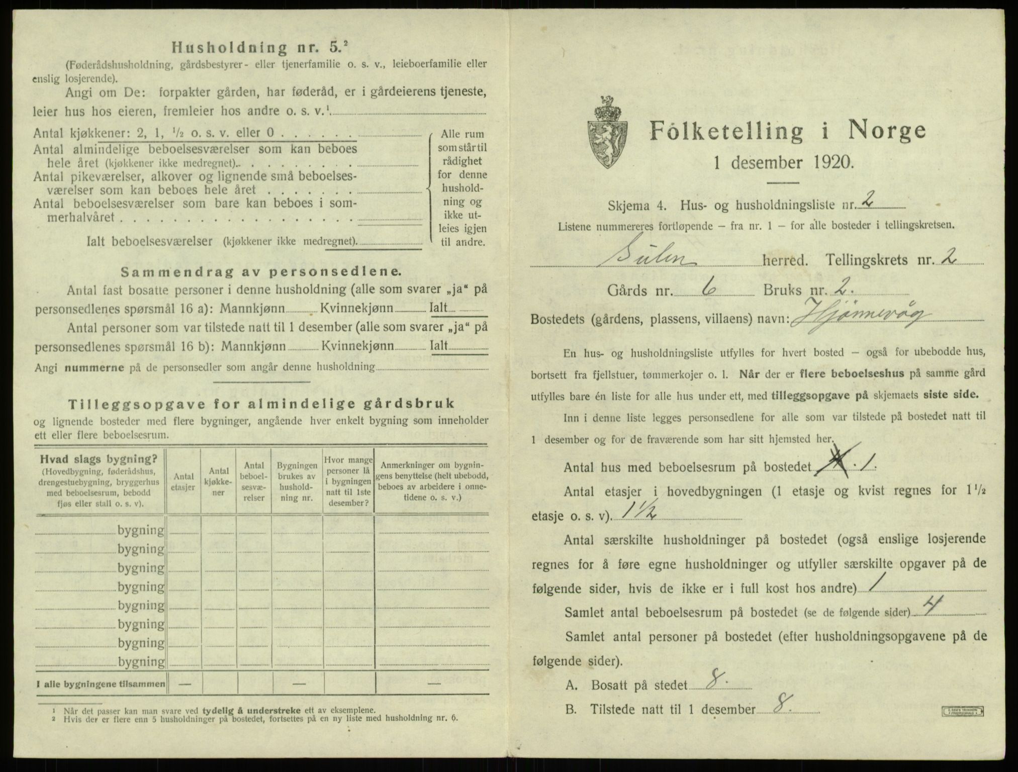 SAB, 1920 census for Solund, 1920, p. 120