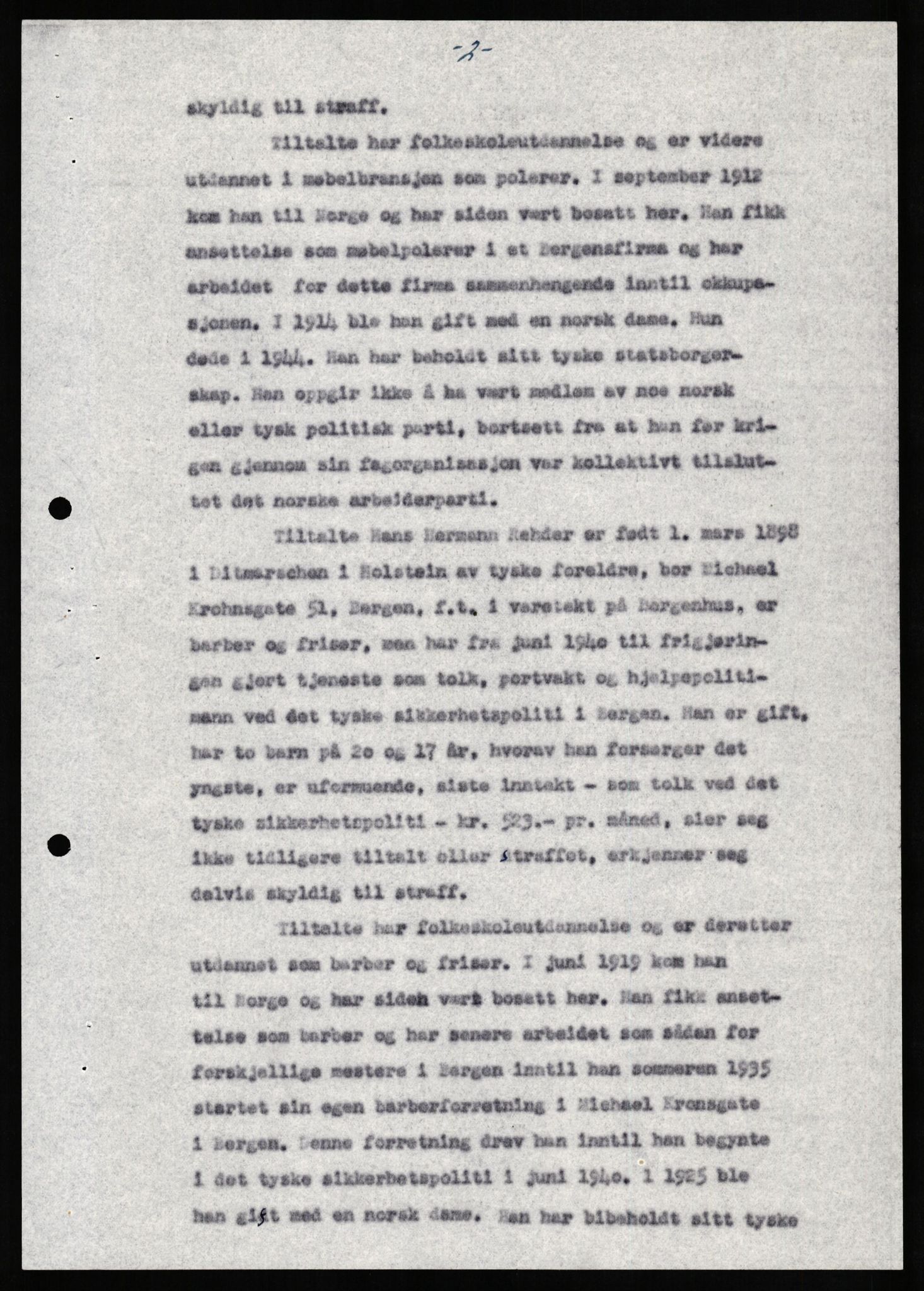Forsvaret, Forsvarets overkommando II, RA/RAFA-3915/D/Db/L0019: CI Questionaires. Tyske okkupasjonsstyrker i Norge. Tyskere., 1945-1946, p. 118