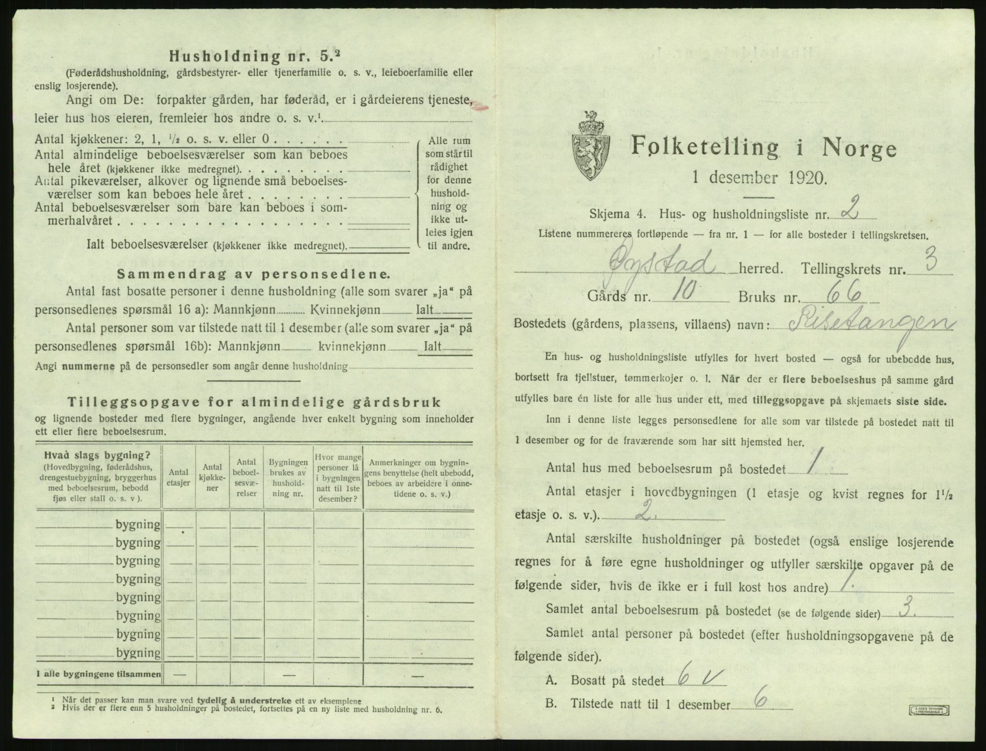 SAK, 1920 census for Øyestad, 1920, p. 208