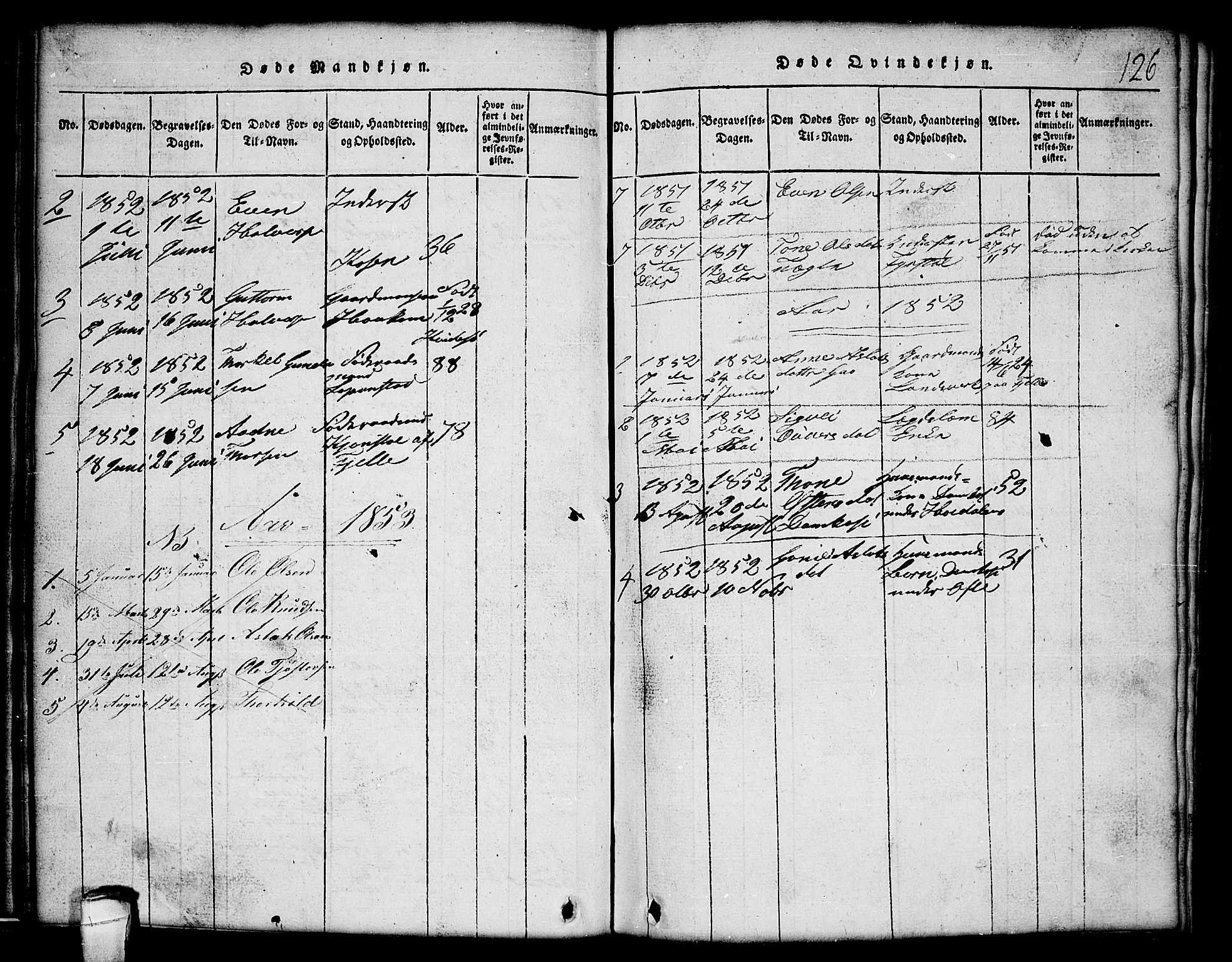 Lårdal kirkebøker, SAKO/A-284/G/Gc/L0001: Parish register (copy) no. III 1, 1815-1854, p. 126