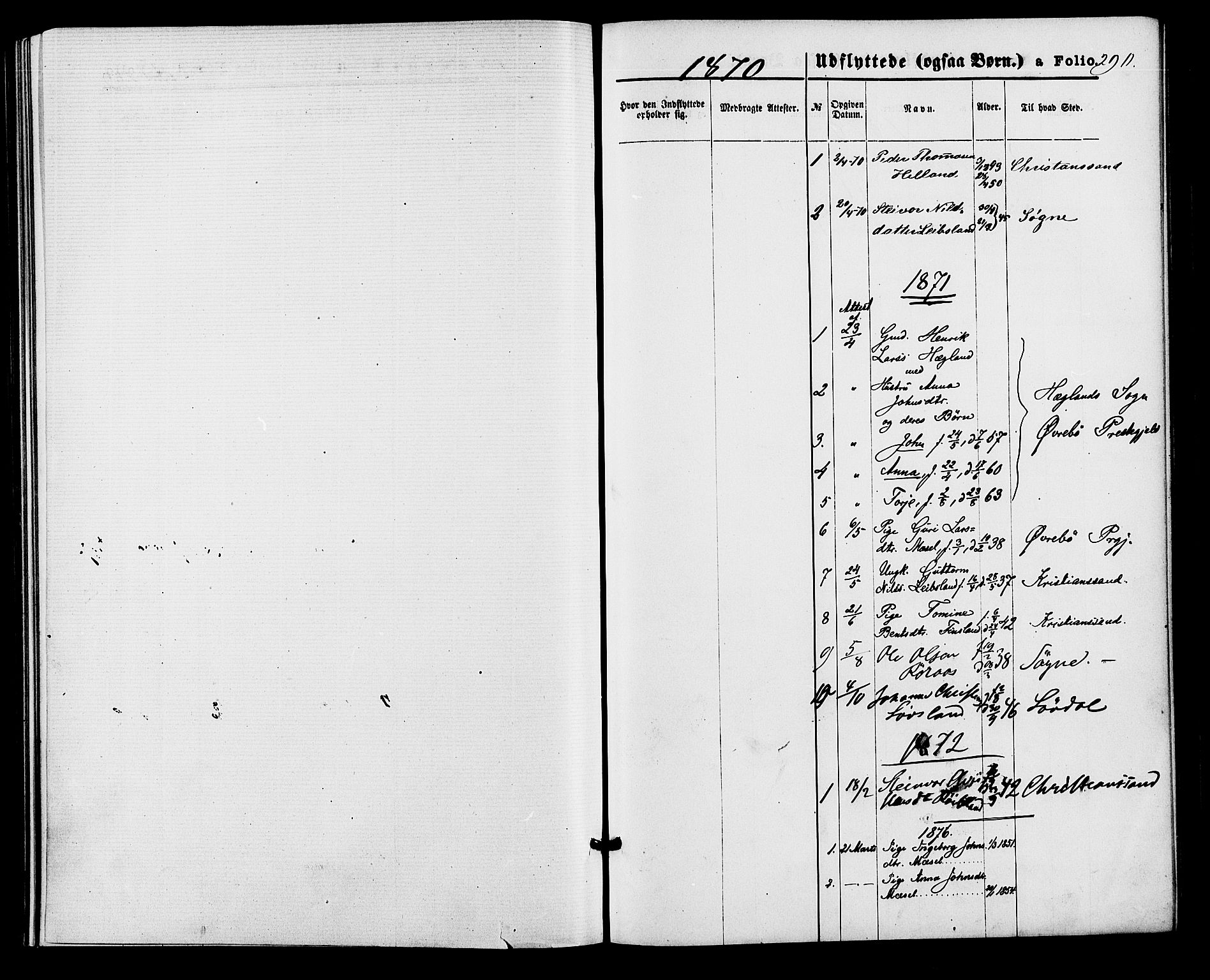 Bjelland sokneprestkontor, SAK/1111-0005/F/Fa/Fab/L0003: Parish register (official) no. A 3, 1870-1887, p. 290