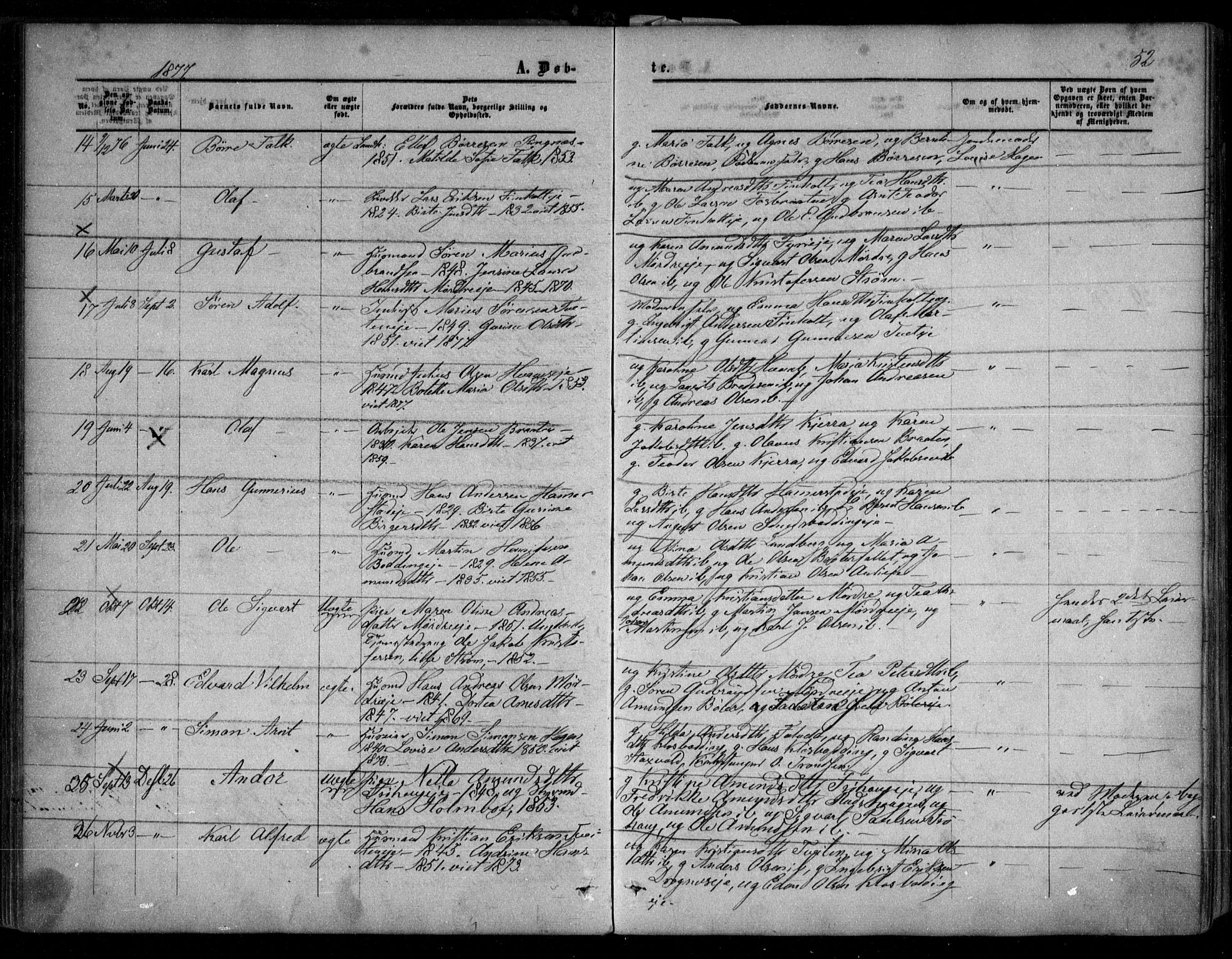 Nes prestekontor Kirkebøker, AV/SAO-A-10410/F/Fc/L0001: Parish register (official) no. III 1, 1859-1882, p. 52