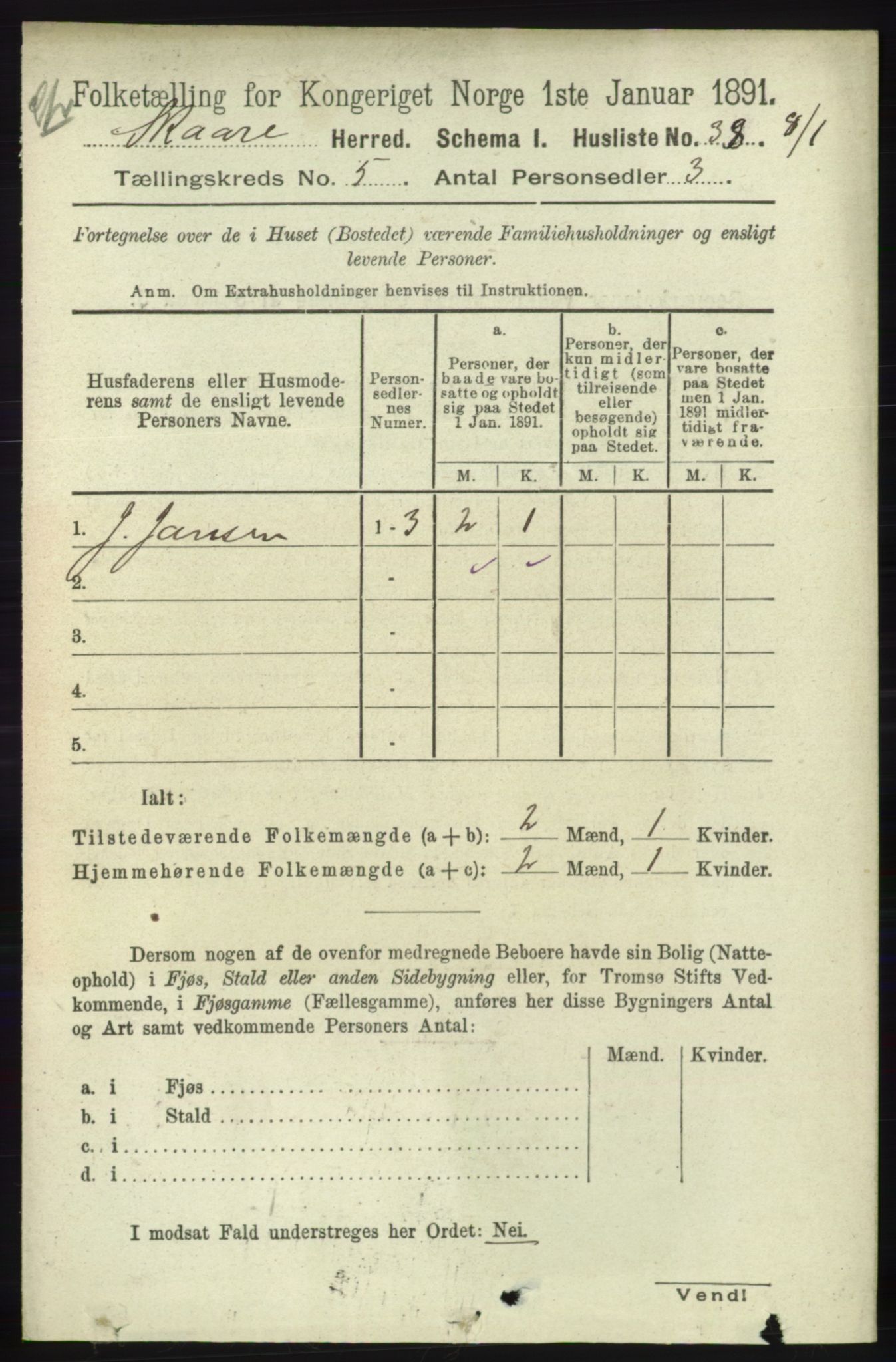 RA, 1891 census for 1153 Skåre, 1891, p. 2152