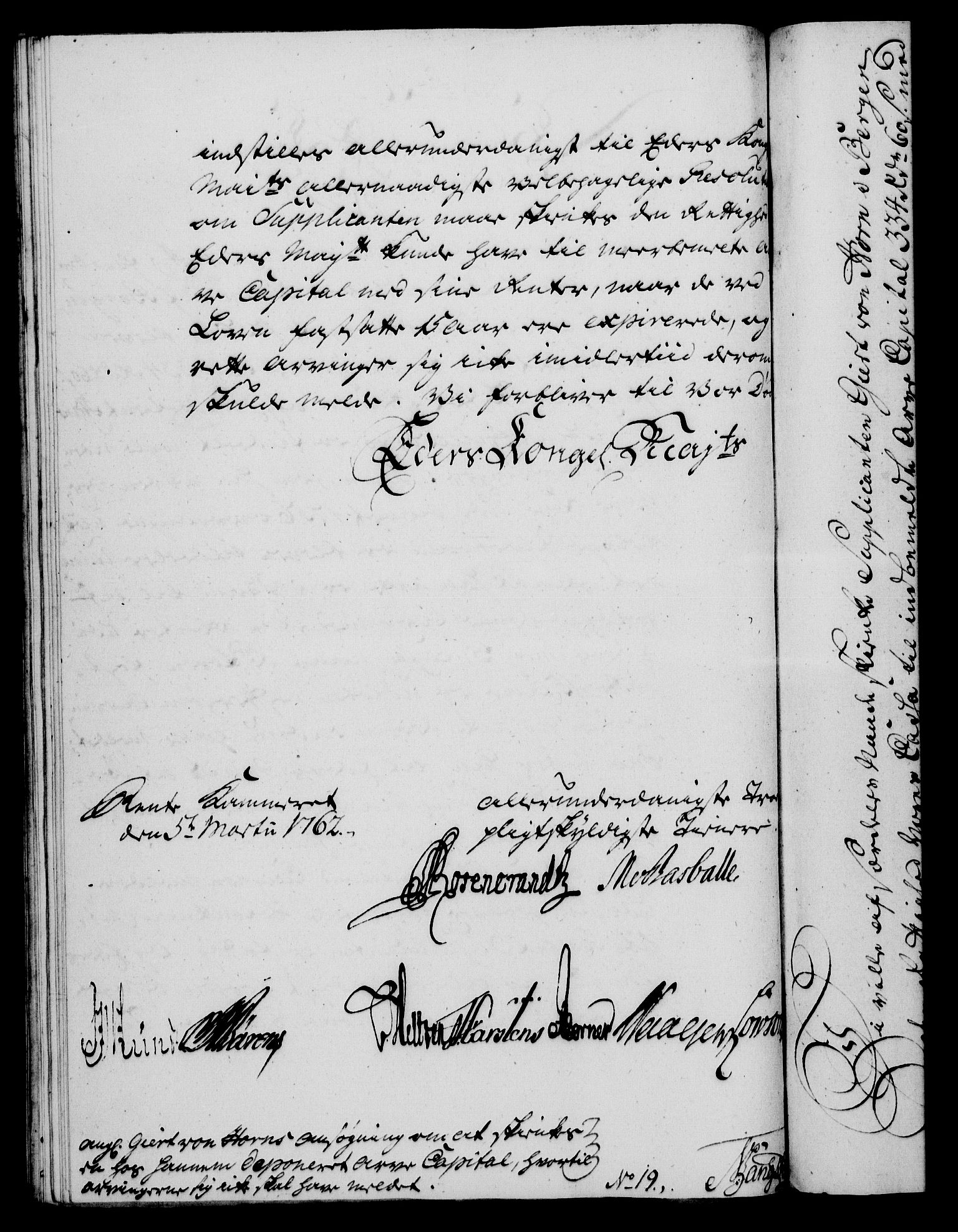 Rentekammeret, Kammerkanselliet, RA/EA-3111/G/Gf/Gfa/L0044: Norsk relasjons- og resolusjonsprotokoll (merket RK 52.44), 1762, p. 125