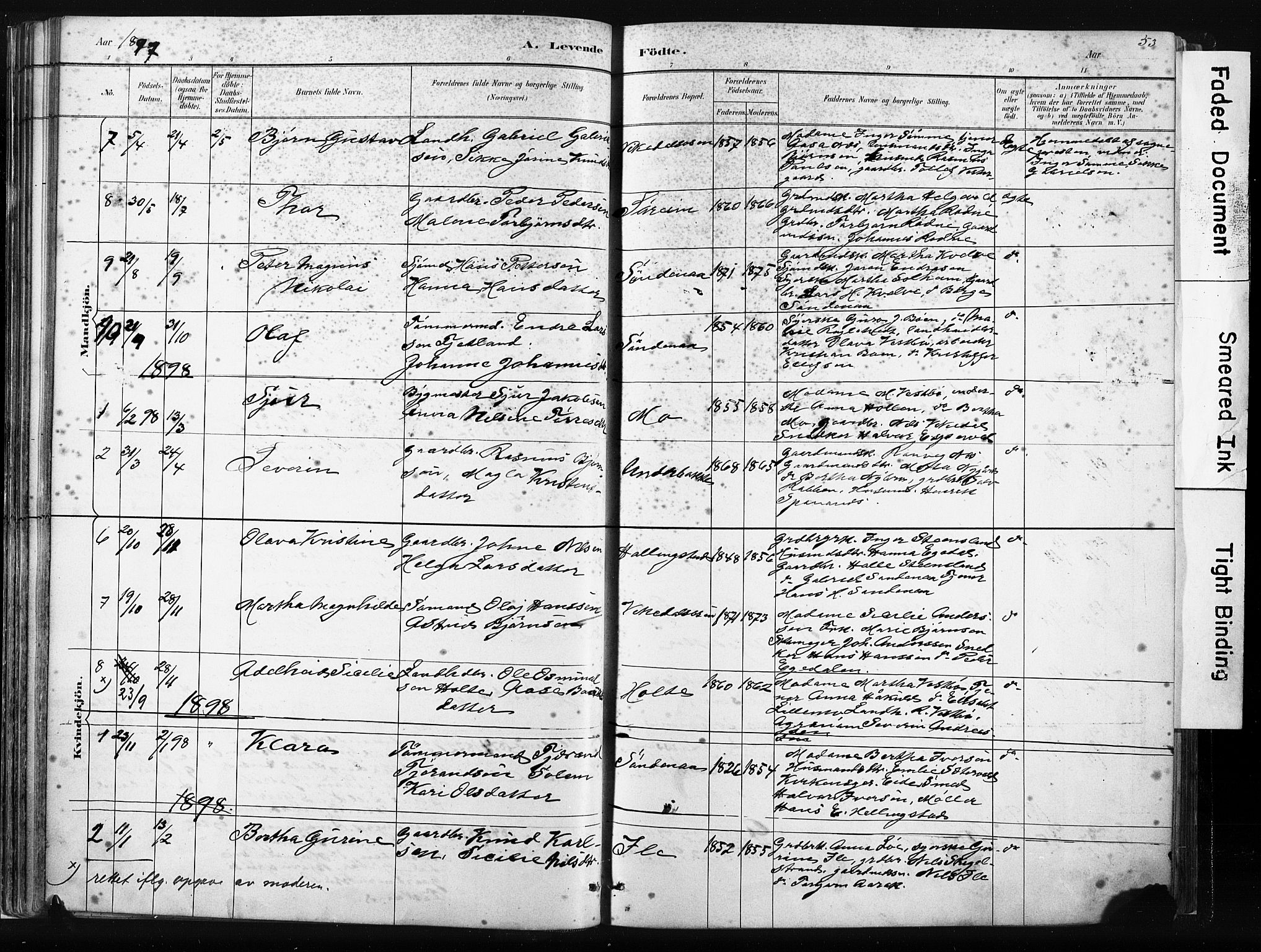 Vikedal sokneprestkontor, AV/SAST-A-101840/01/IV: Parish register (official) no. A 10, 1884-1907, p. 53