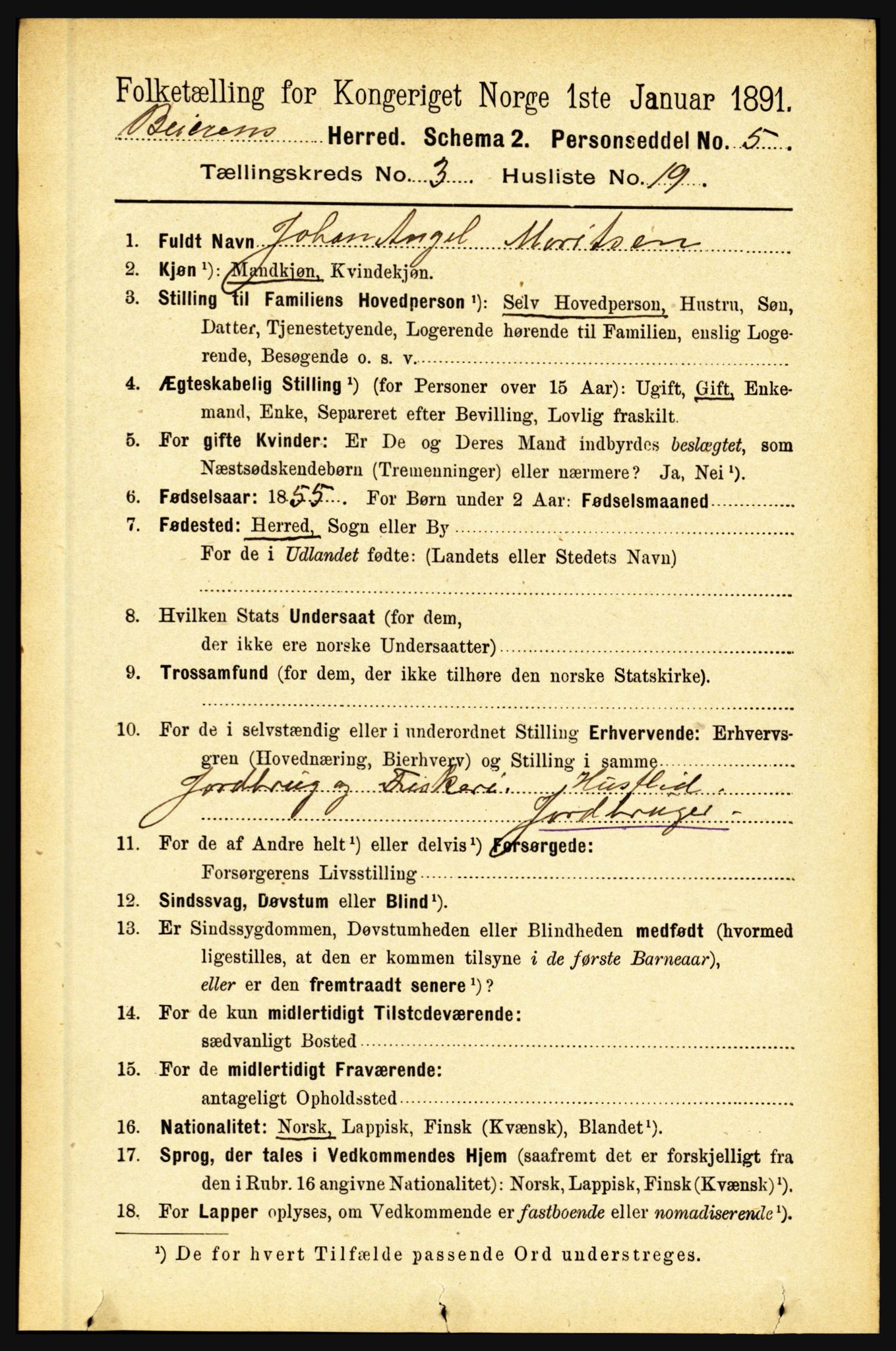 RA, 1891 census for 1839 Beiarn, 1891, p. 1136