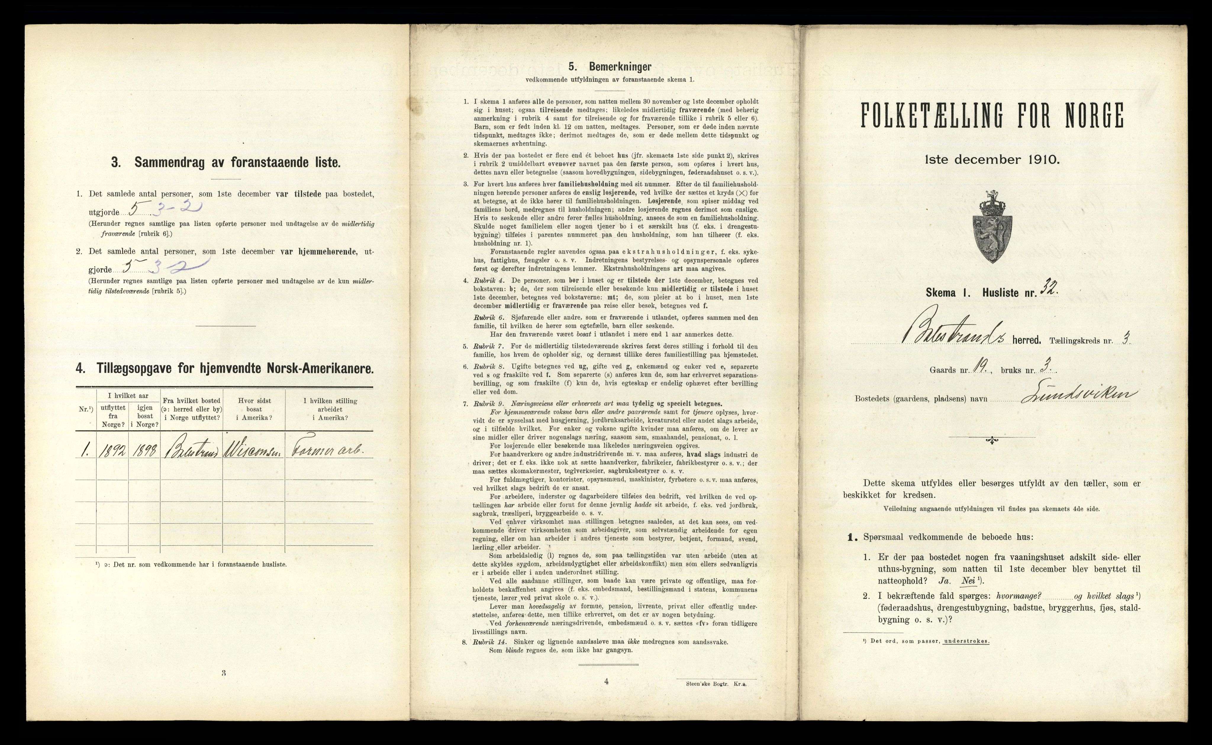 RA, 1910 census for Balestrand, 1910, p. 306