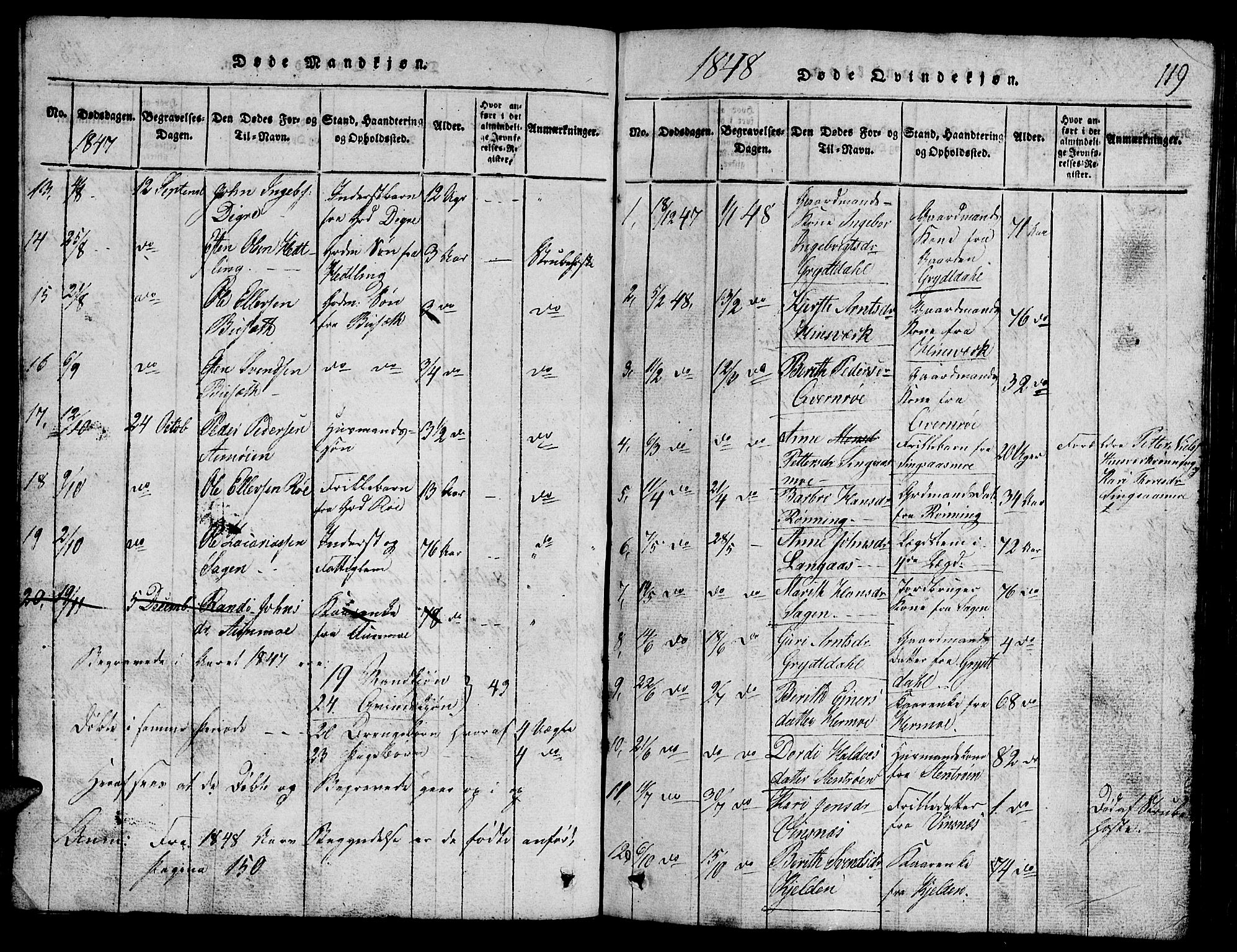 Ministerialprotokoller, klokkerbøker og fødselsregistre - Sør-Trøndelag, SAT/A-1456/688/L1026: Parish register (copy) no. 688C01, 1817-1860, p. 119