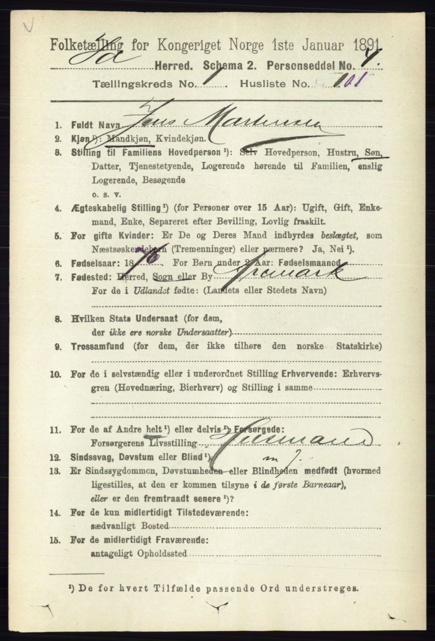 RA, 1891 census for 0117 Idd, 1891, p. 1034