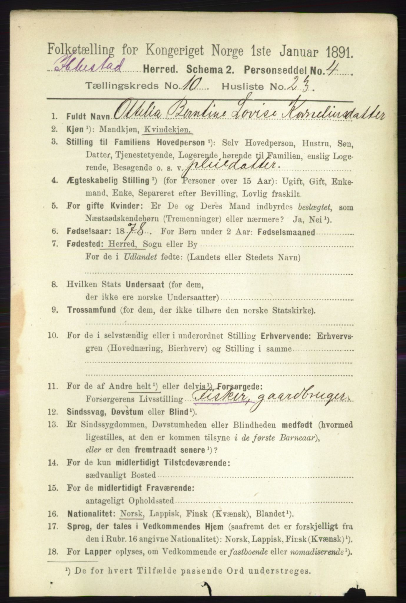 RA, 1891 census for 1917 Ibestad, 1891, p. 7014