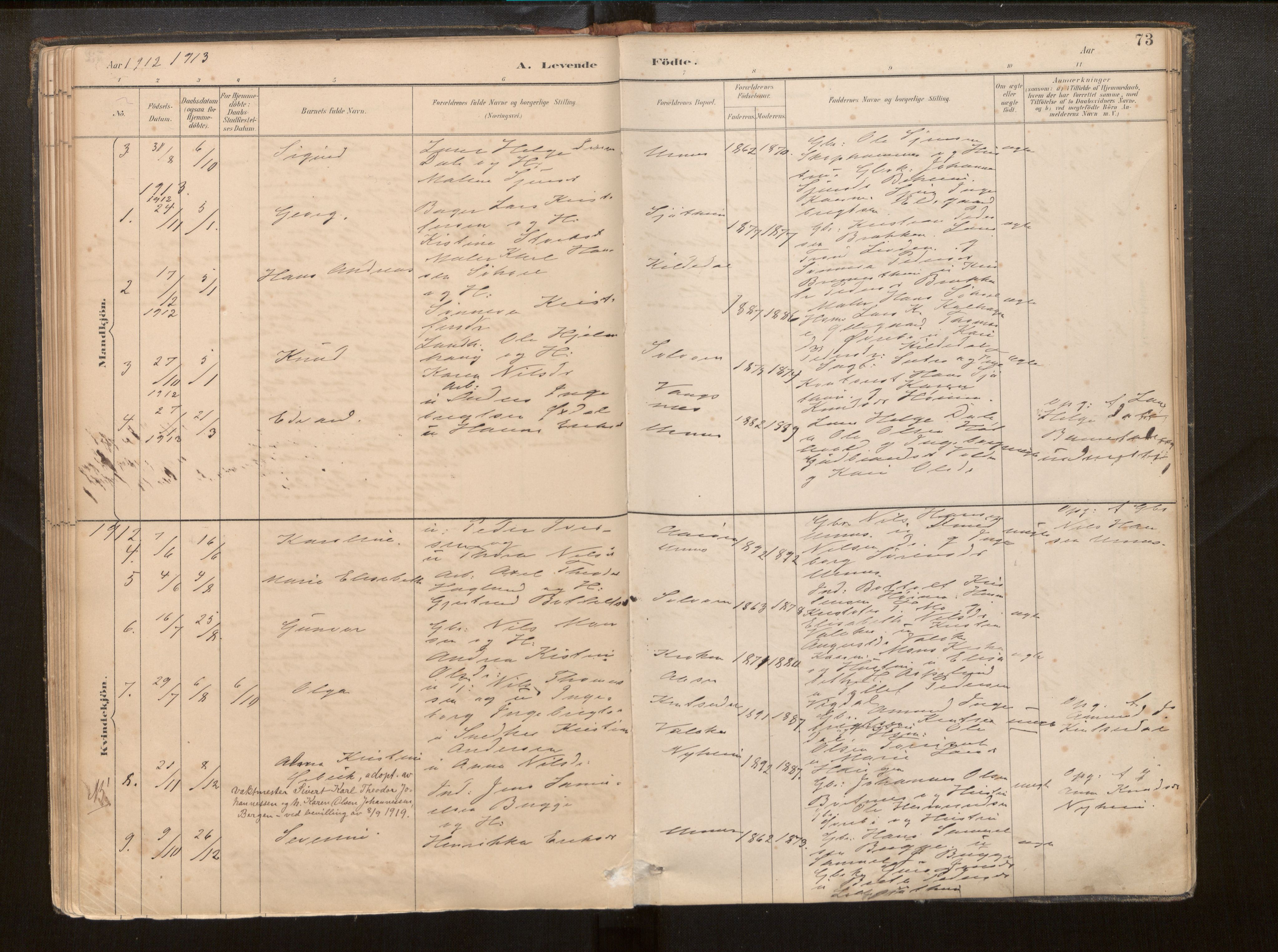 Hafslo sokneprestembete, SAB/A-80301/H/Haa/Haac/L0001: Parish register (official) no. C 1, 1886-1944, p. 73