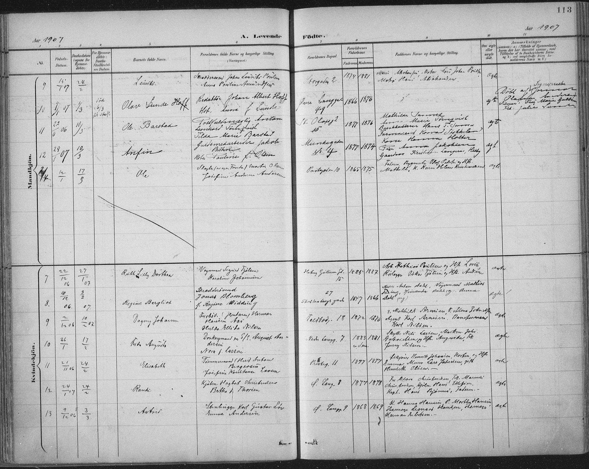 Tønsberg kirkebøker, SAKO/A-330/F/Fa/L0014: Parish register (official) no. I 14, 1900-1913, p. 113