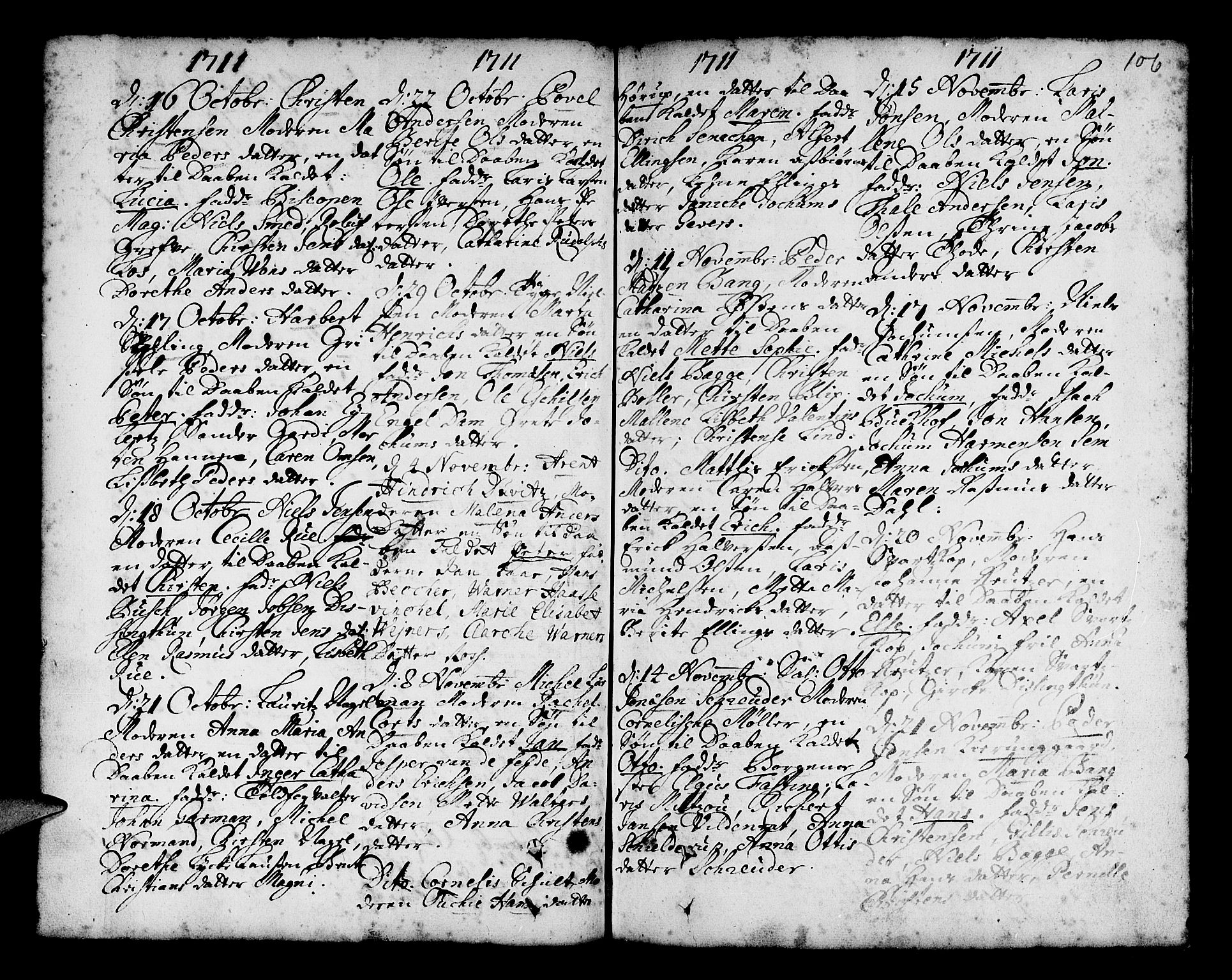 Nykirken Sokneprestembete, AV/SAB-A-77101/H/Haa/L0002: Parish register (official) no. A 2, 1700-1723, p. 106