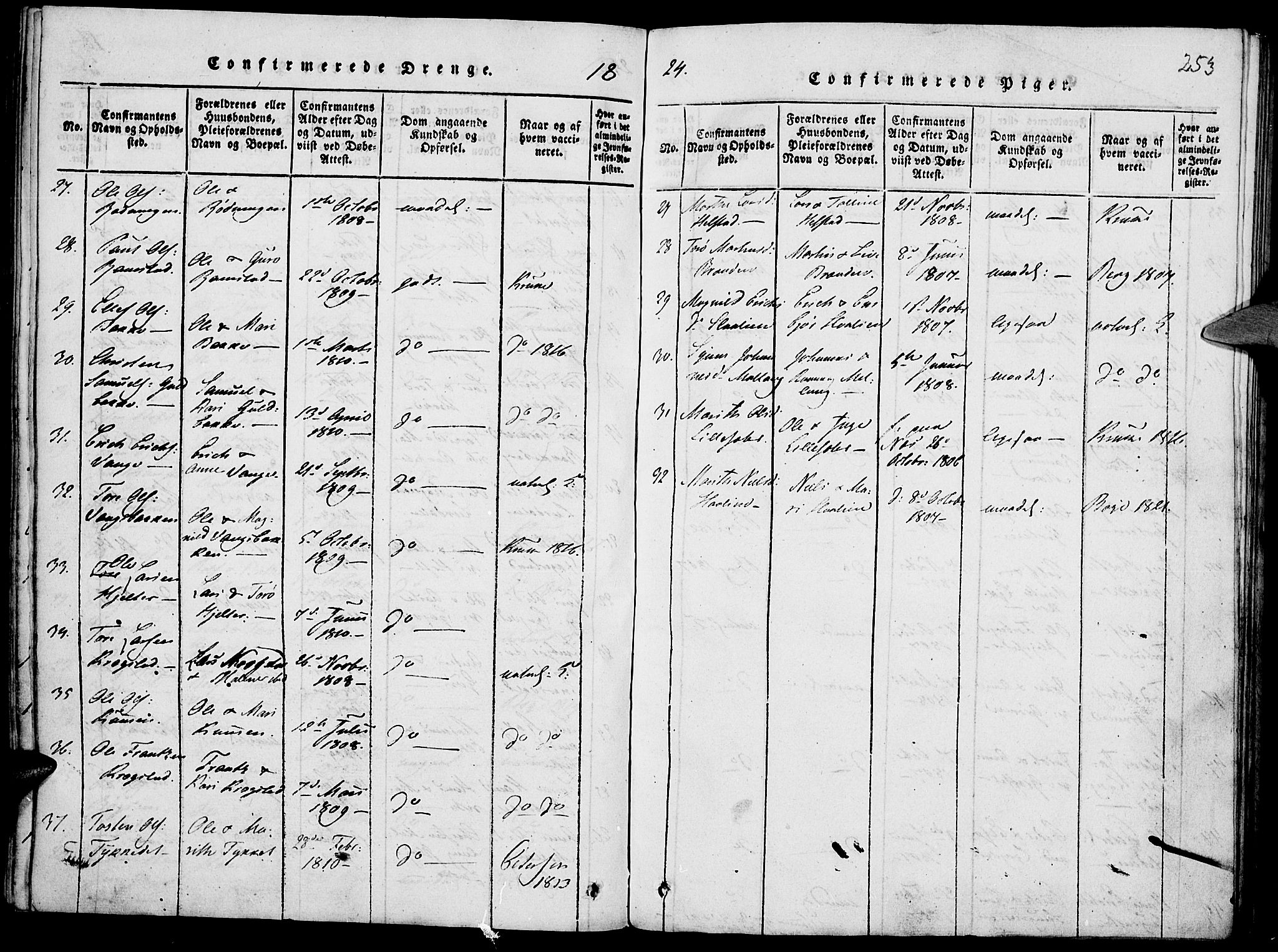 Lom prestekontor, AV/SAH-PREST-070/K/L0004: Parish register (official) no. 4, 1815-1825, p. 253