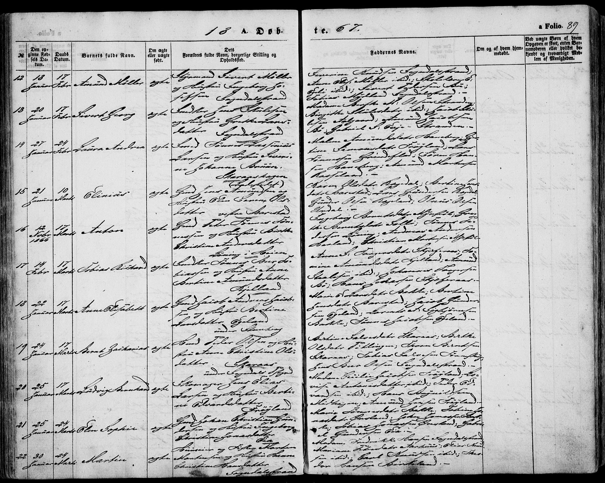 Sokndal sokneprestkontor, AV/SAST-A-101808: Parish register (official) no. A 9, 1857-1874, p. 89