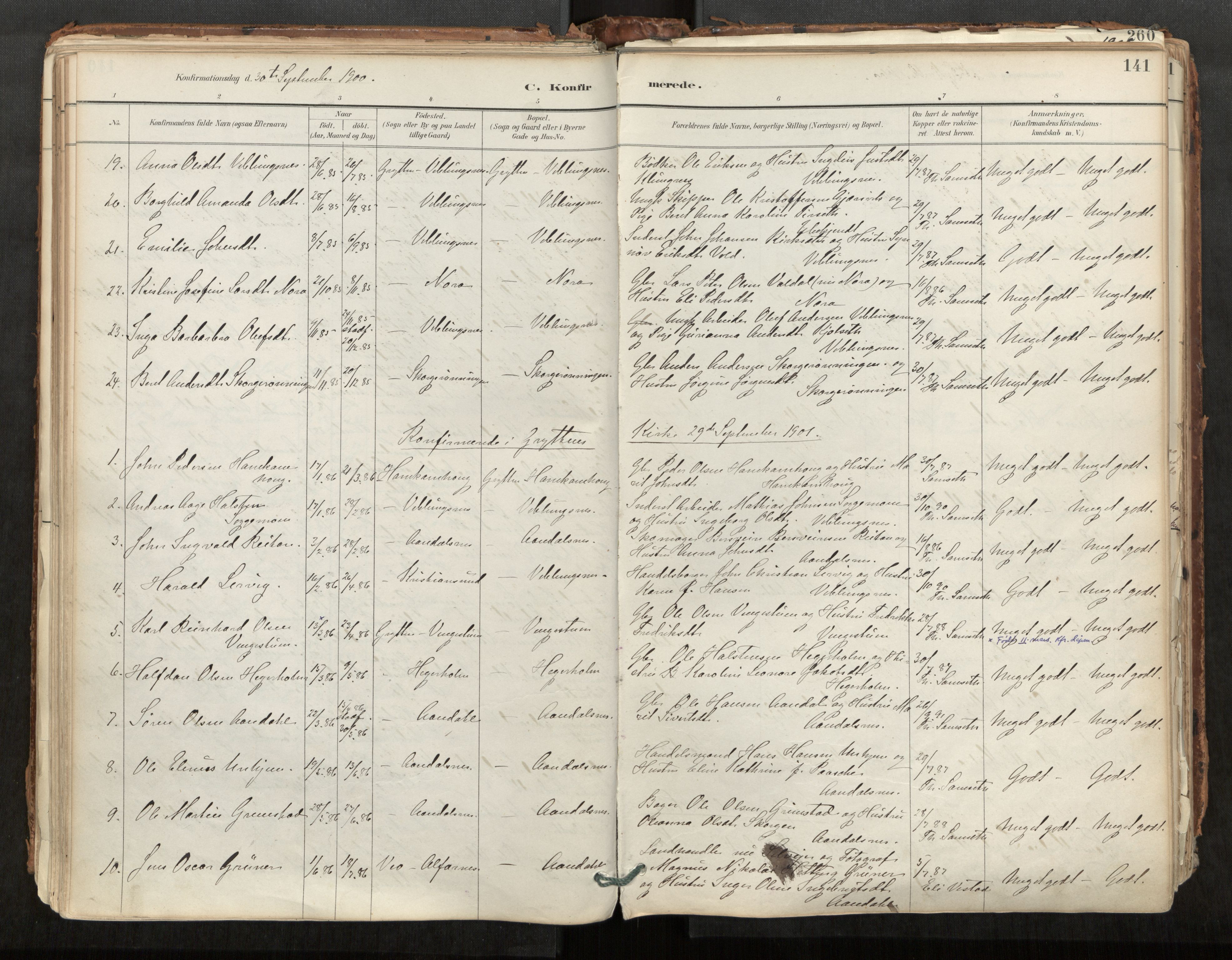 Ministerialprotokoller, klokkerbøker og fødselsregistre - Møre og Romsdal, SAT/A-1454/544/L0585: Parish register (official) no. 544A06, 1887-1924, p. 141