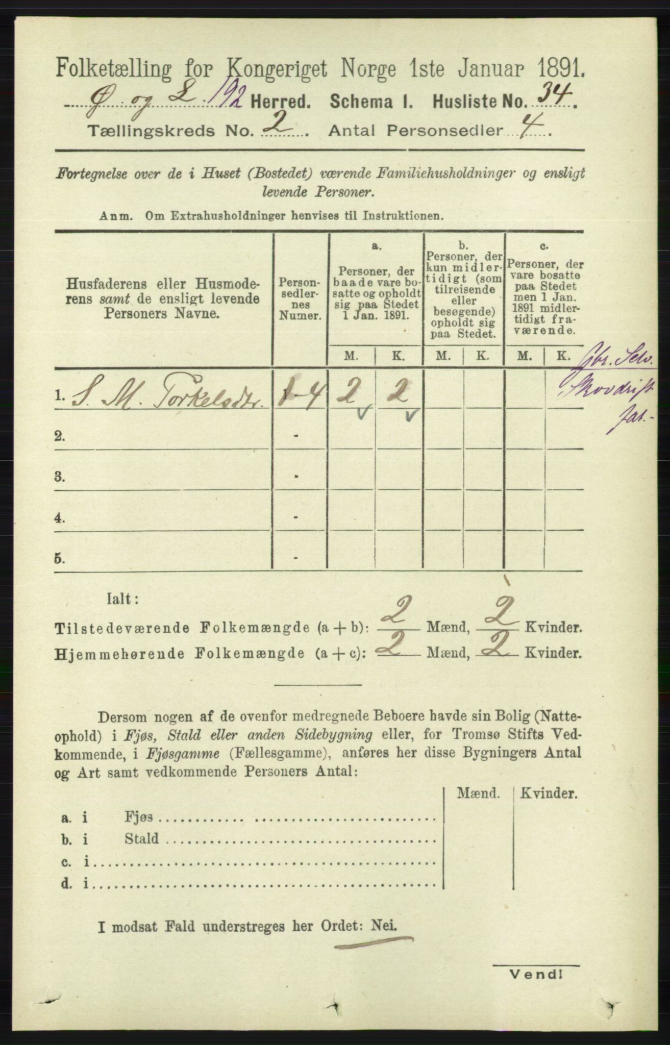 RA, 1891 census for 1021 Øyslebø og Laudal, 1891, p. 464