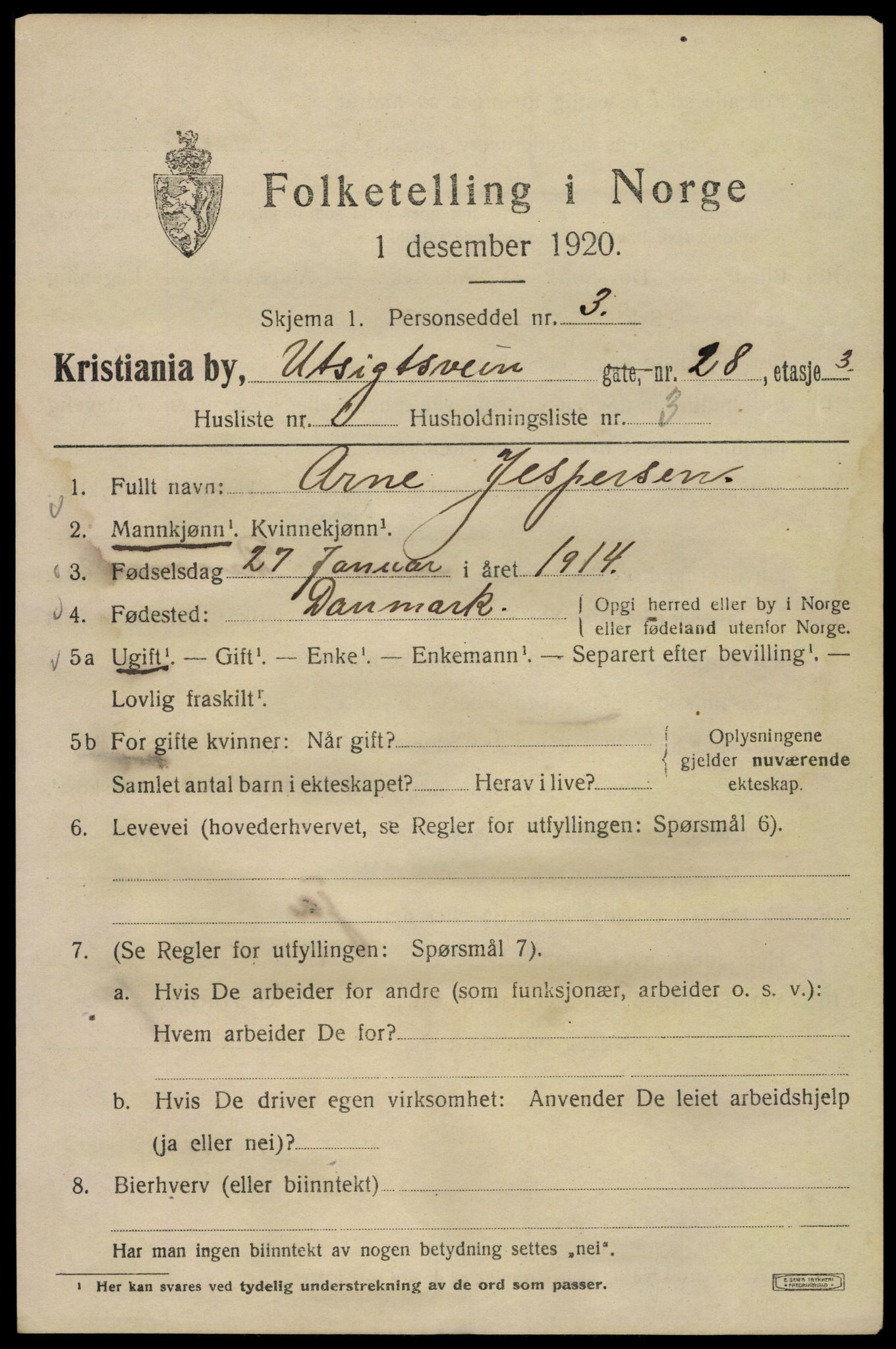 SAO, 1920 census for Kristiania, 1920, p. 624123