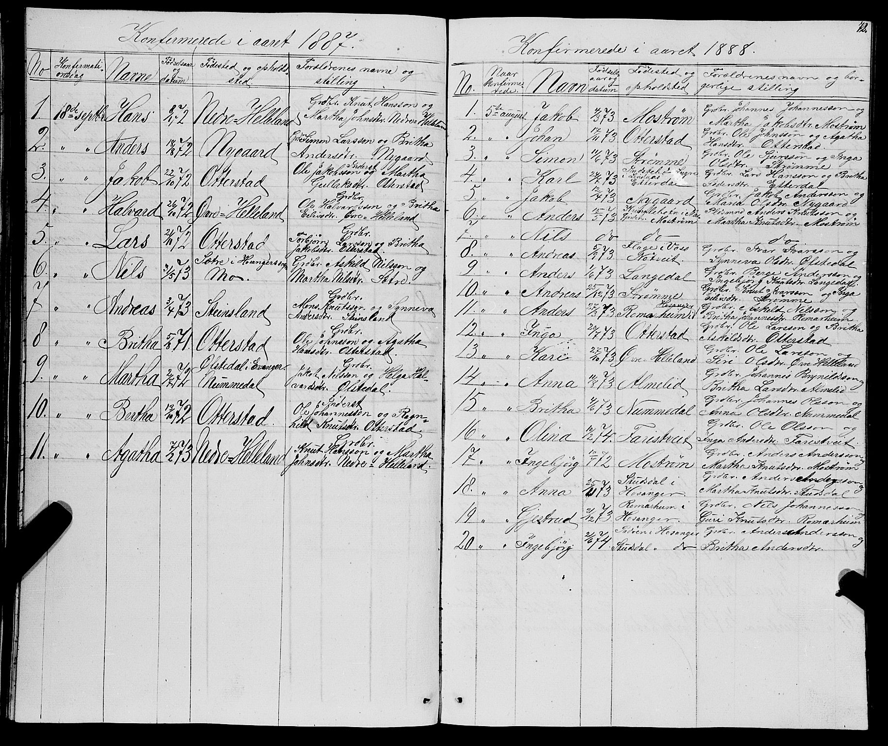 Osterfjorden Soknepresembete, SAB/A-77301: Parish register (copy) no. B 1, 1851-1890, p. 72