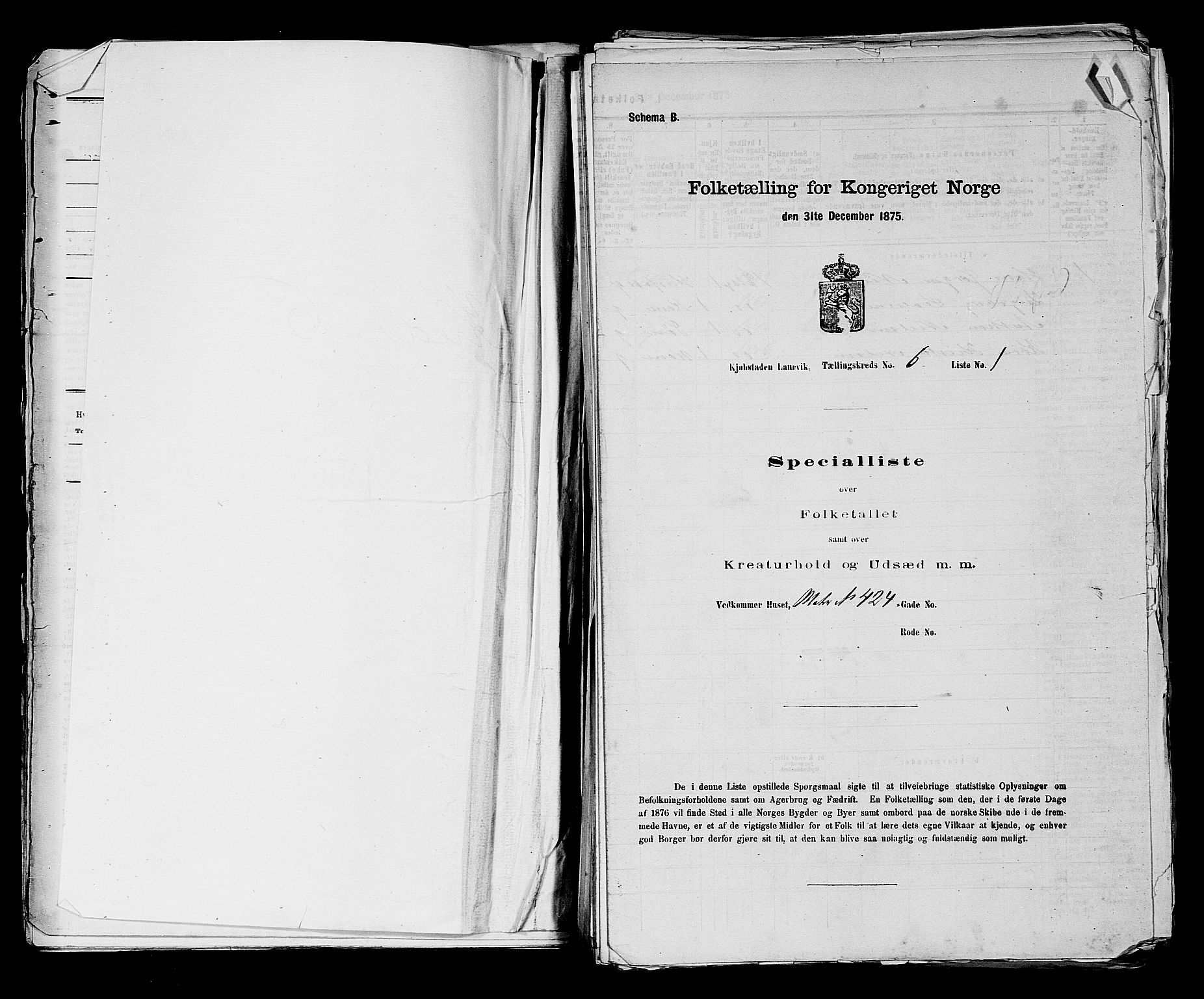 SAKO, 1875 census for 0707P Larvik, 1875, p. 1123