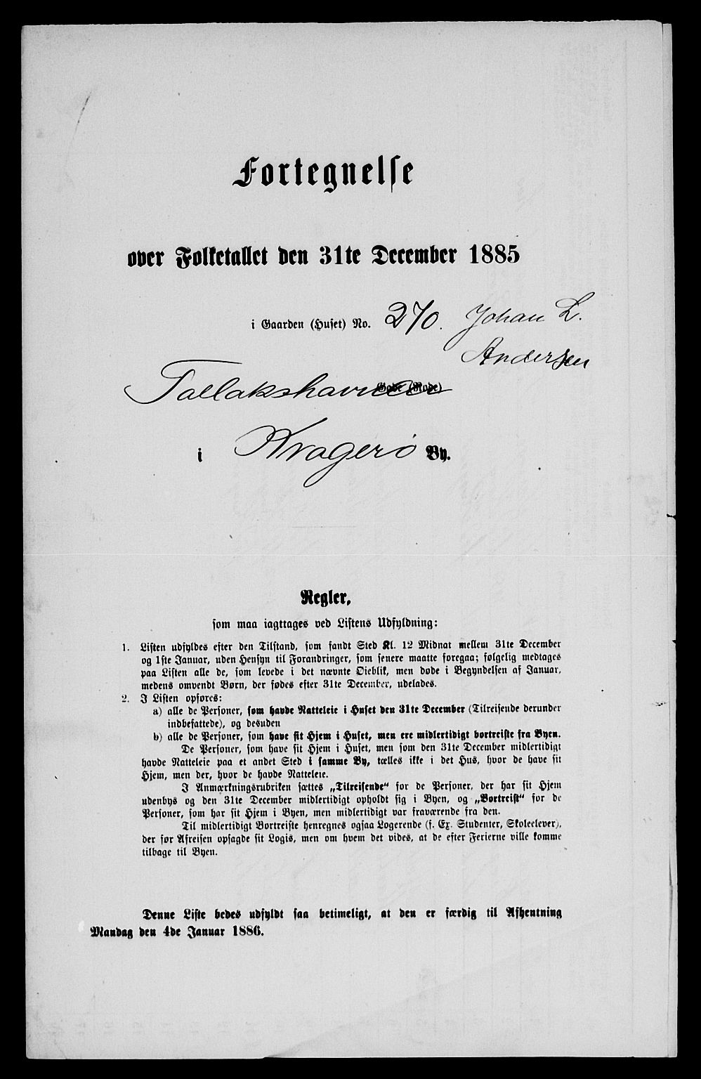 SAKO, 1885 census for 0801 Kragerø, 1885, p. 446