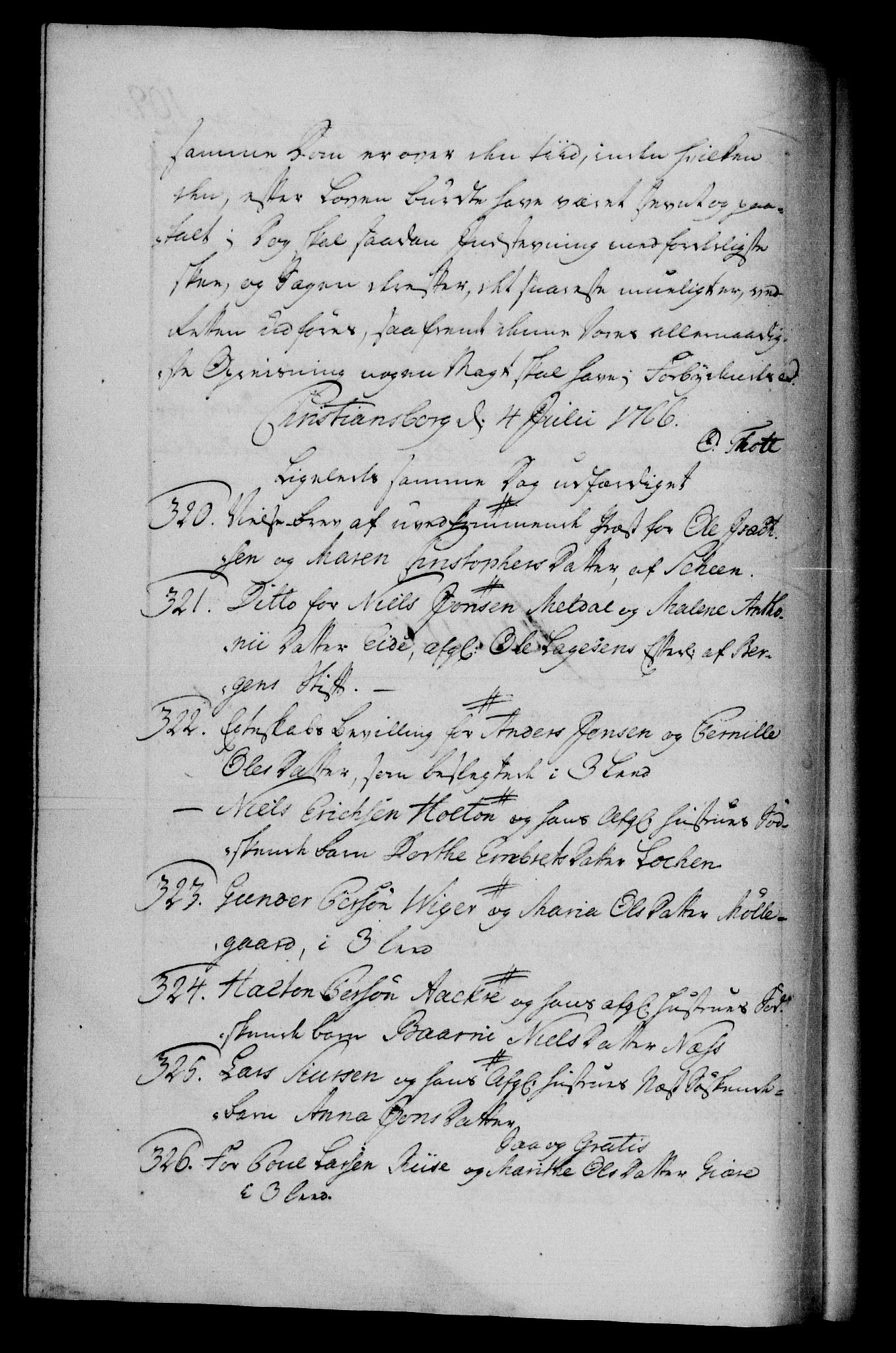 Danske Kanselli 1572-1799, AV/RA-EA-3023/F/Fc/Fca/Fcaa/L0043: Norske registre, 1766-1768, p. 109b