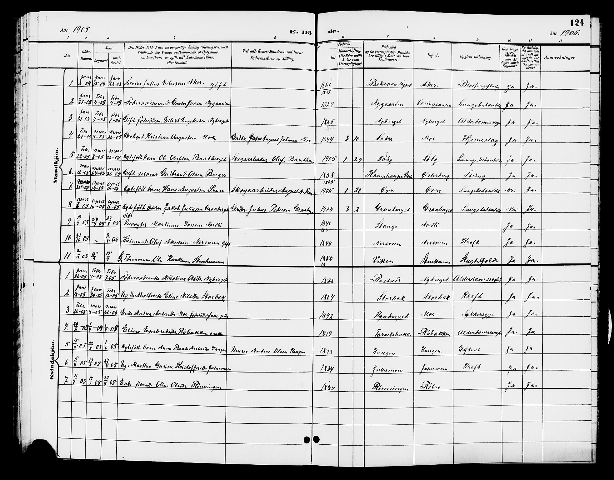 Elverum prestekontor, SAH/PREST-044/H/Ha/Hab/L0007: Parish register (copy) no. 7, 1896-1914, p. 124