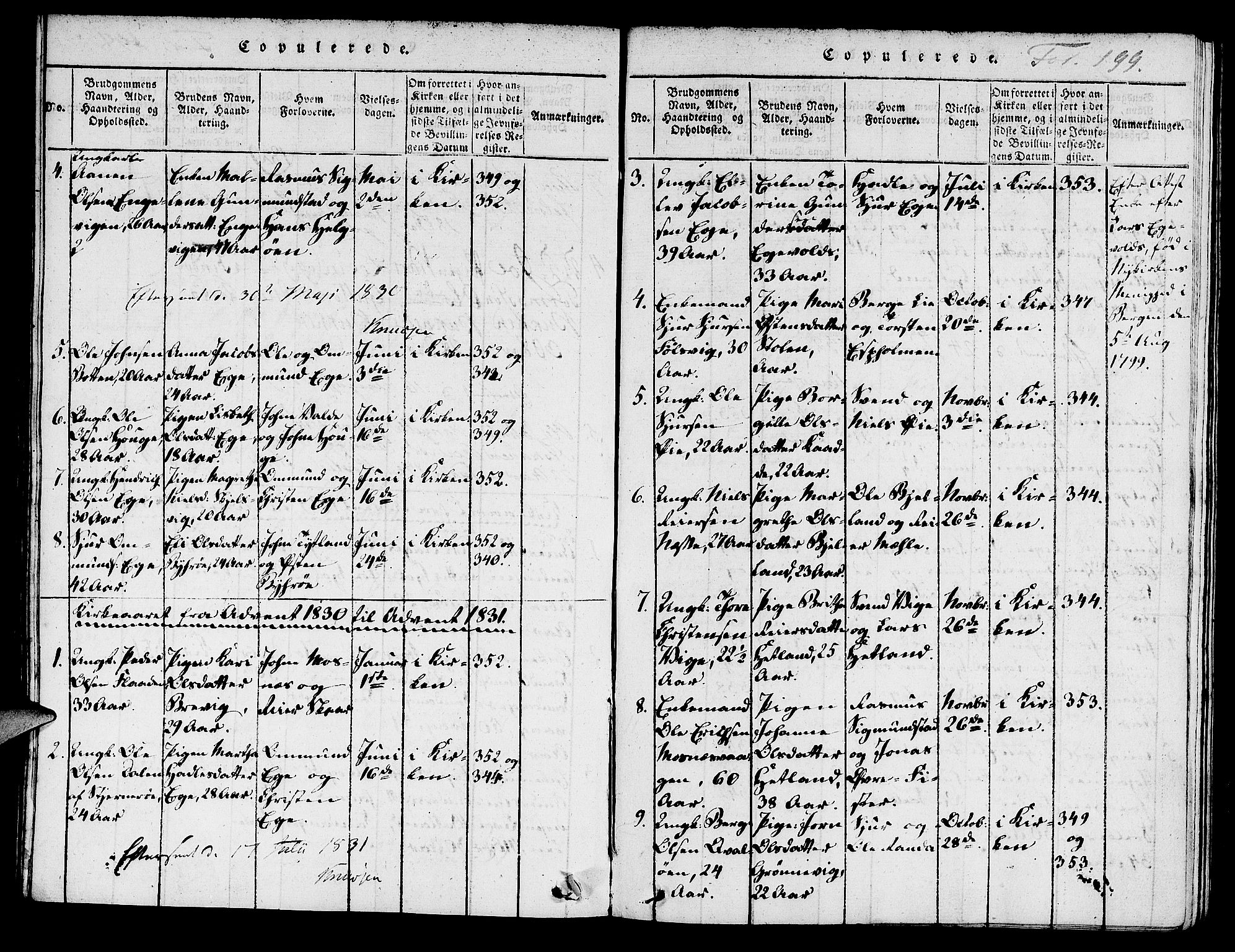 Hjelmeland sokneprestkontor, AV/SAST-A-101843/01/IV/L0004: Parish register (official) no. A 4, 1816-1834, p. 199