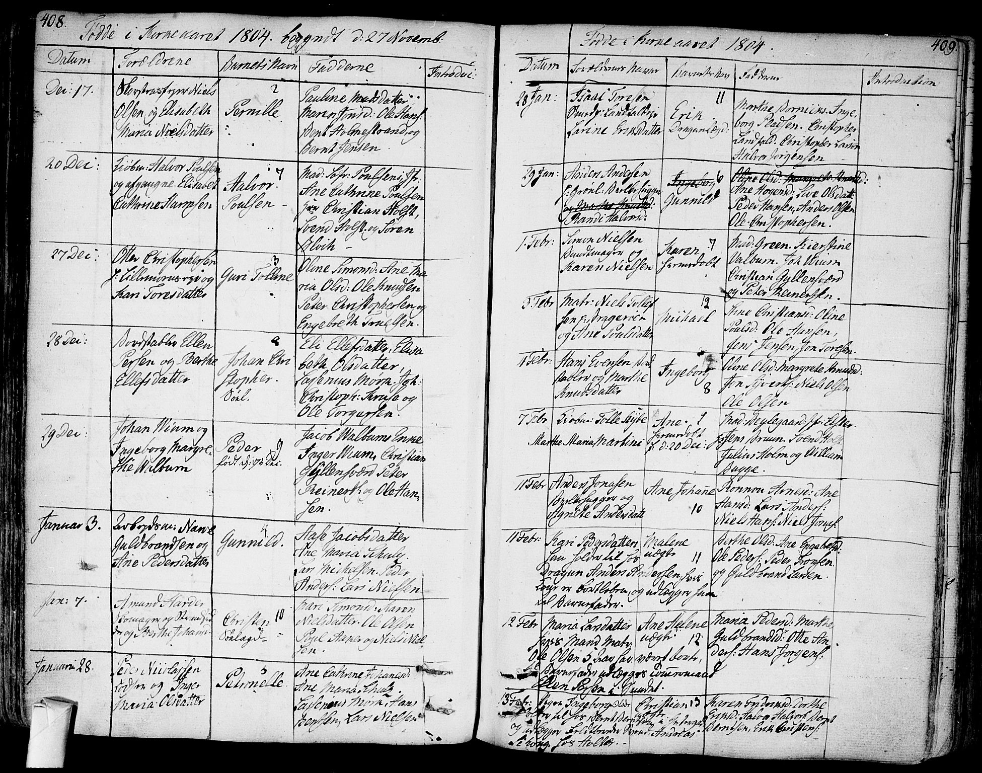 Bragernes kirkebøker, AV/SAKO-A-6/F/Fa/L0006a: Parish register (official) no. I 6, 1782-1814, p. 408-409