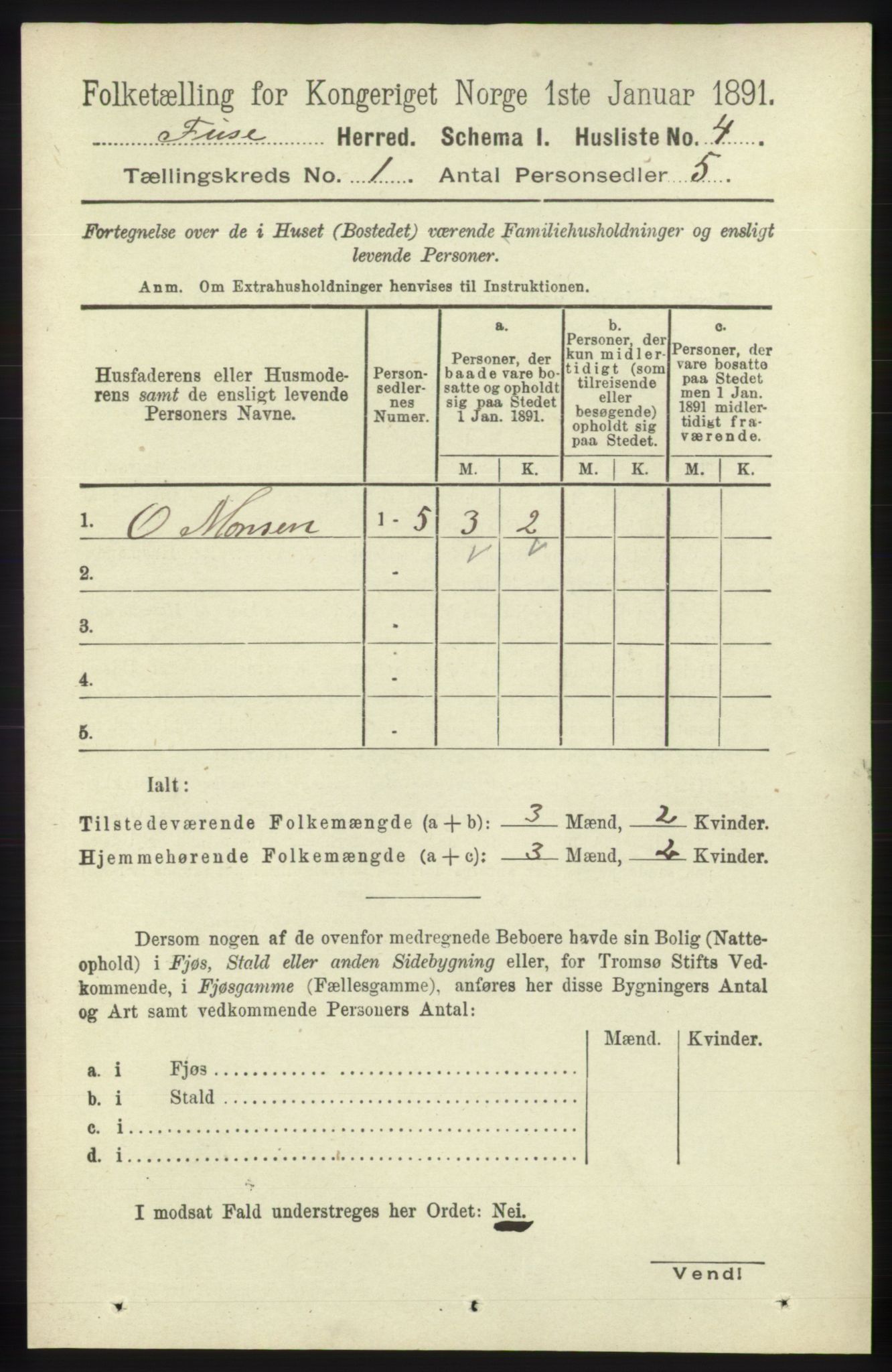 RA, 1891 census for 1241 Fusa, 1891, p. 45